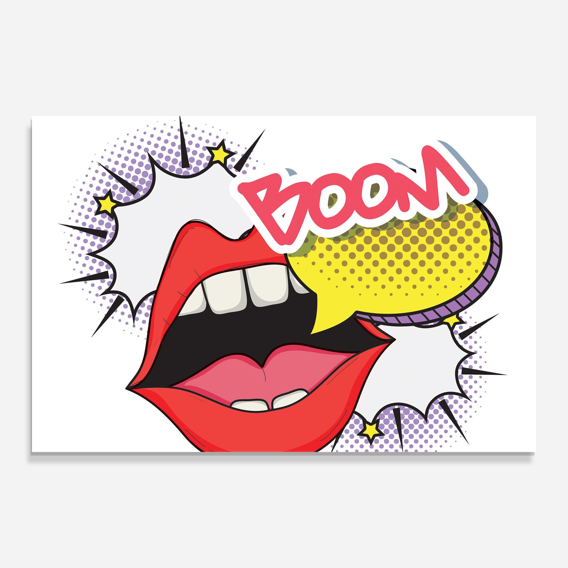 Glasbild Boom Pop Art mockup 0
