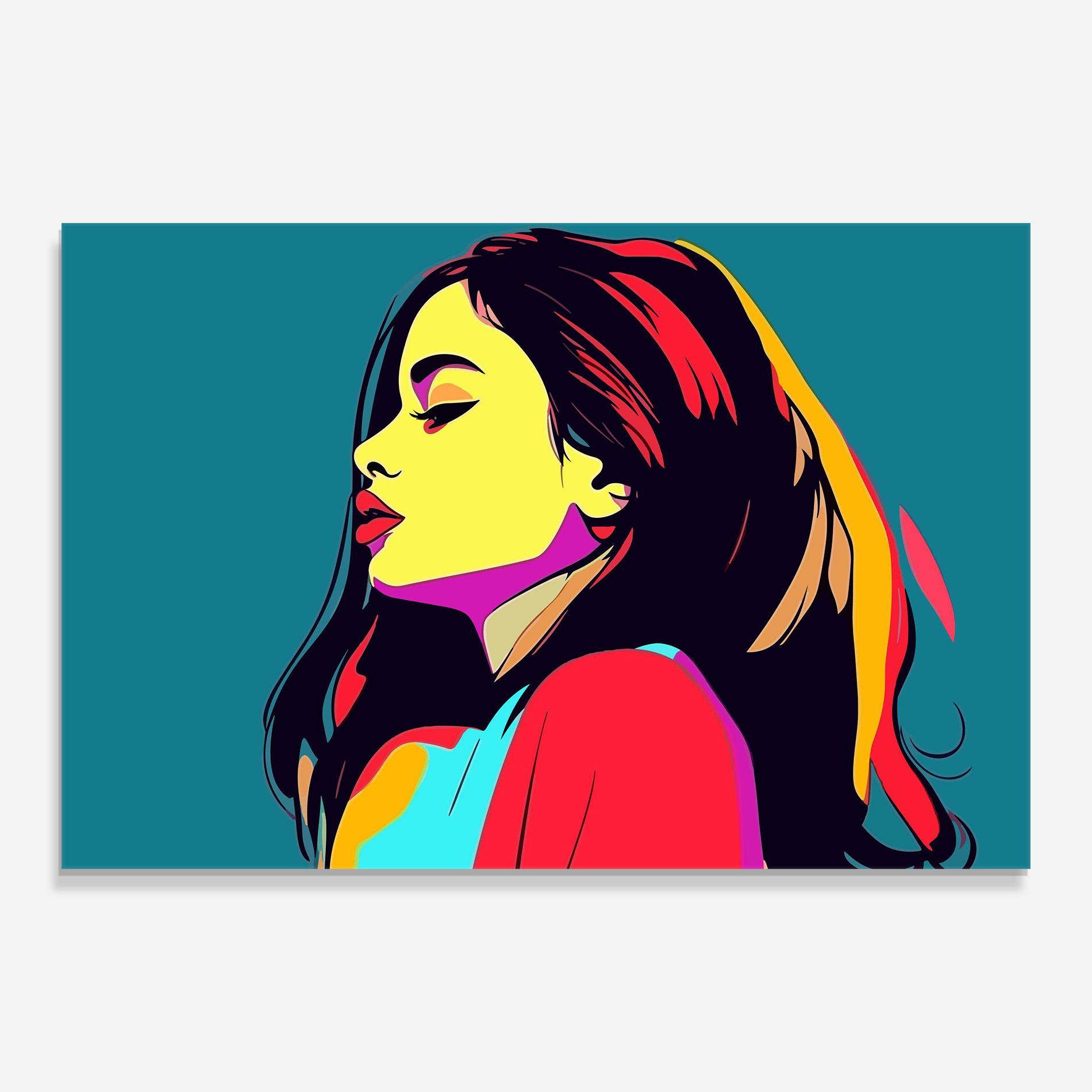 Glasbild Pop Art Woman mockup 0