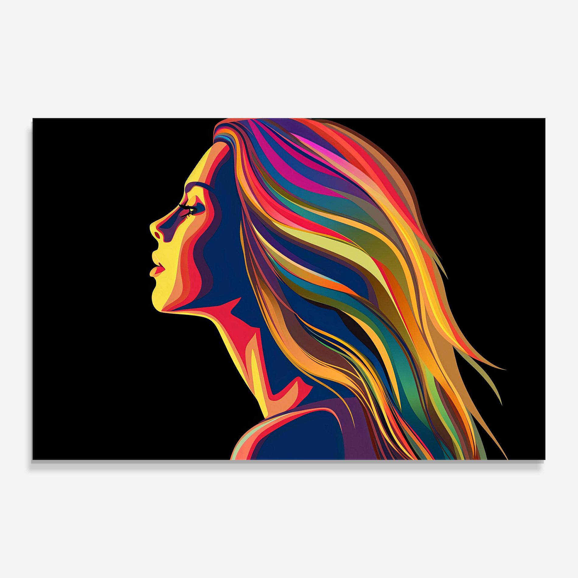 Glasbild Pop Colored Girl mockup 0