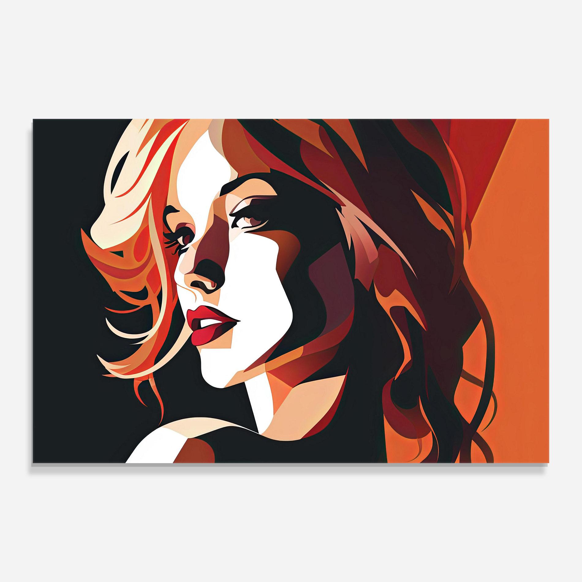 Glasbild Pop Lady Art mockup 0
