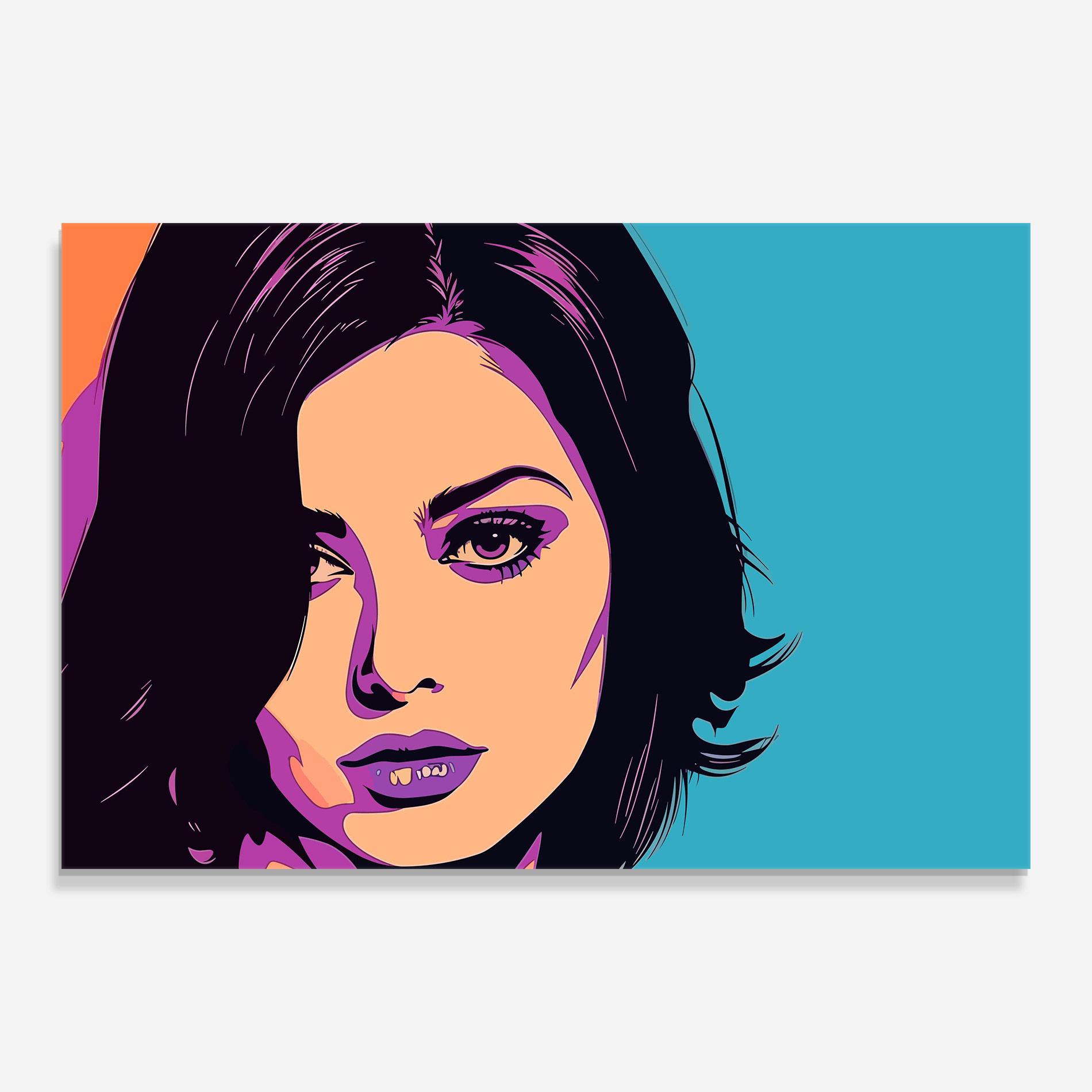 Glasbild Pop Purple Woman mockup 0
