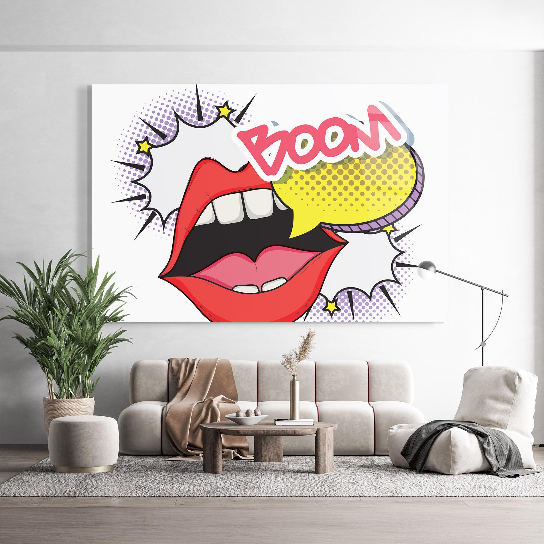 Glasbild Boom Pop Art mockup 9