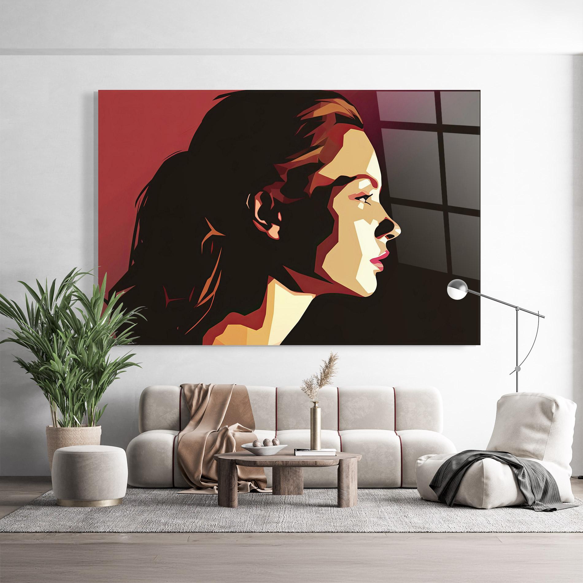 Glasbild Cream Red Pop Art mockup 9