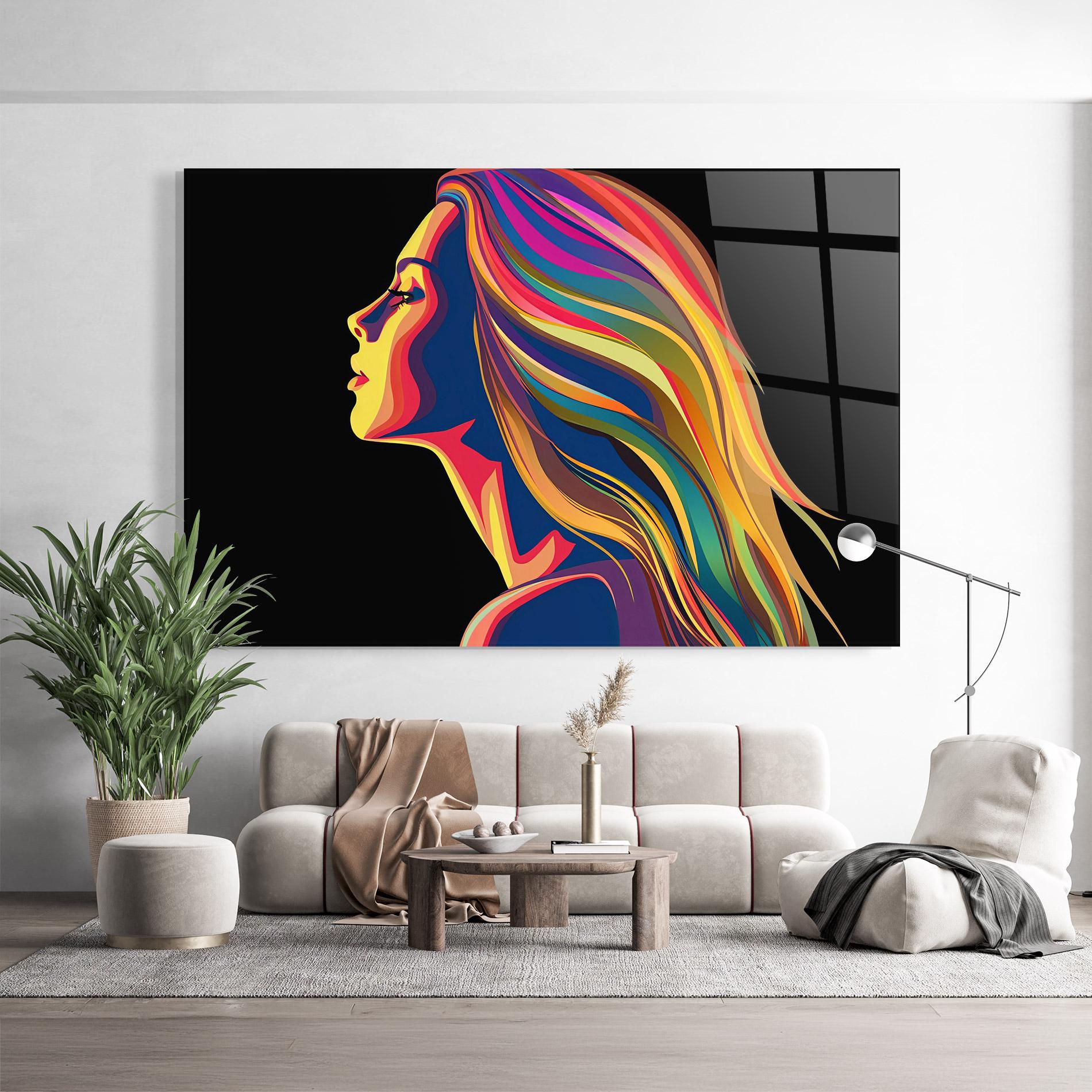 Glasbild Pop Colored Girl mockup 9