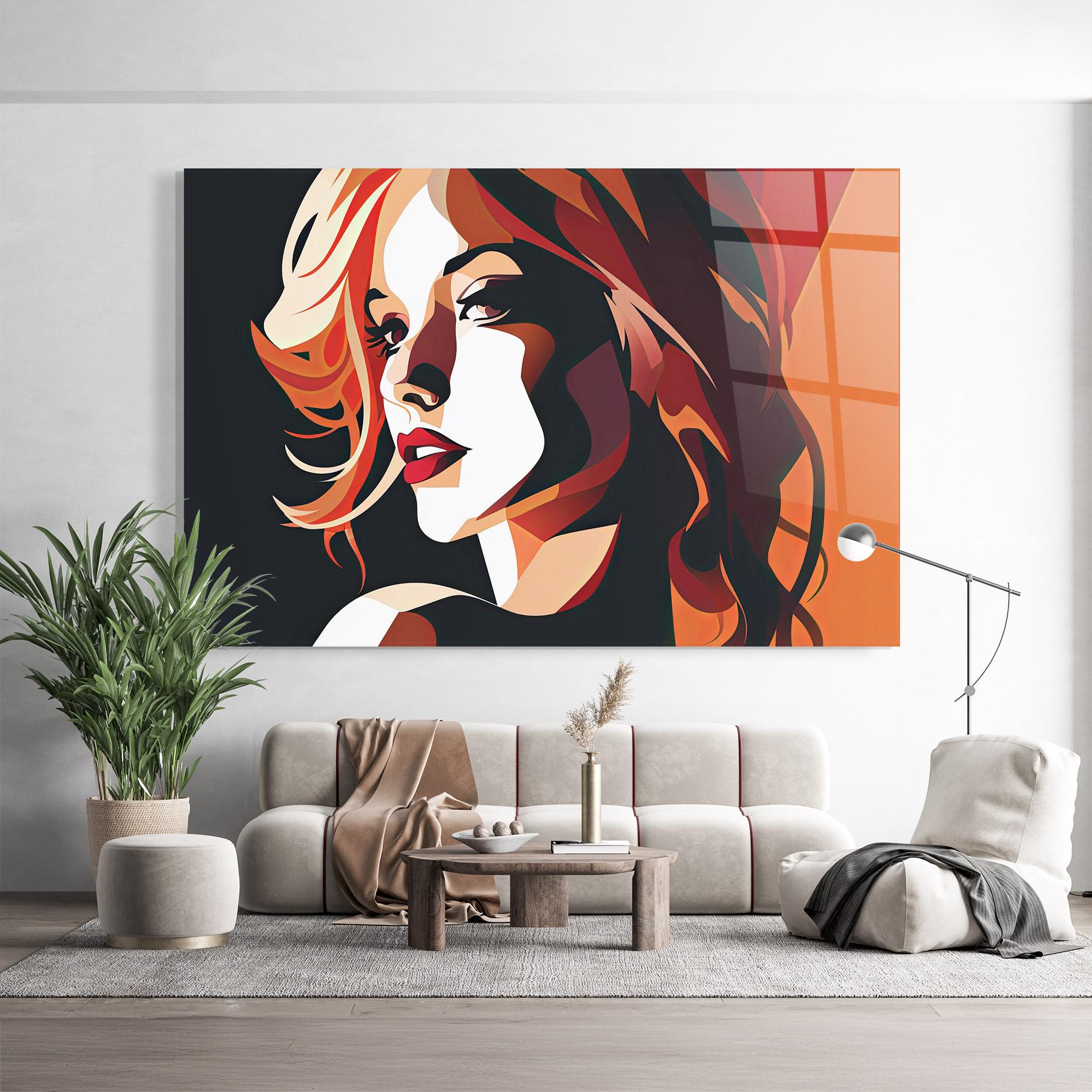 Glasbild Pop Lady Art mockup 9