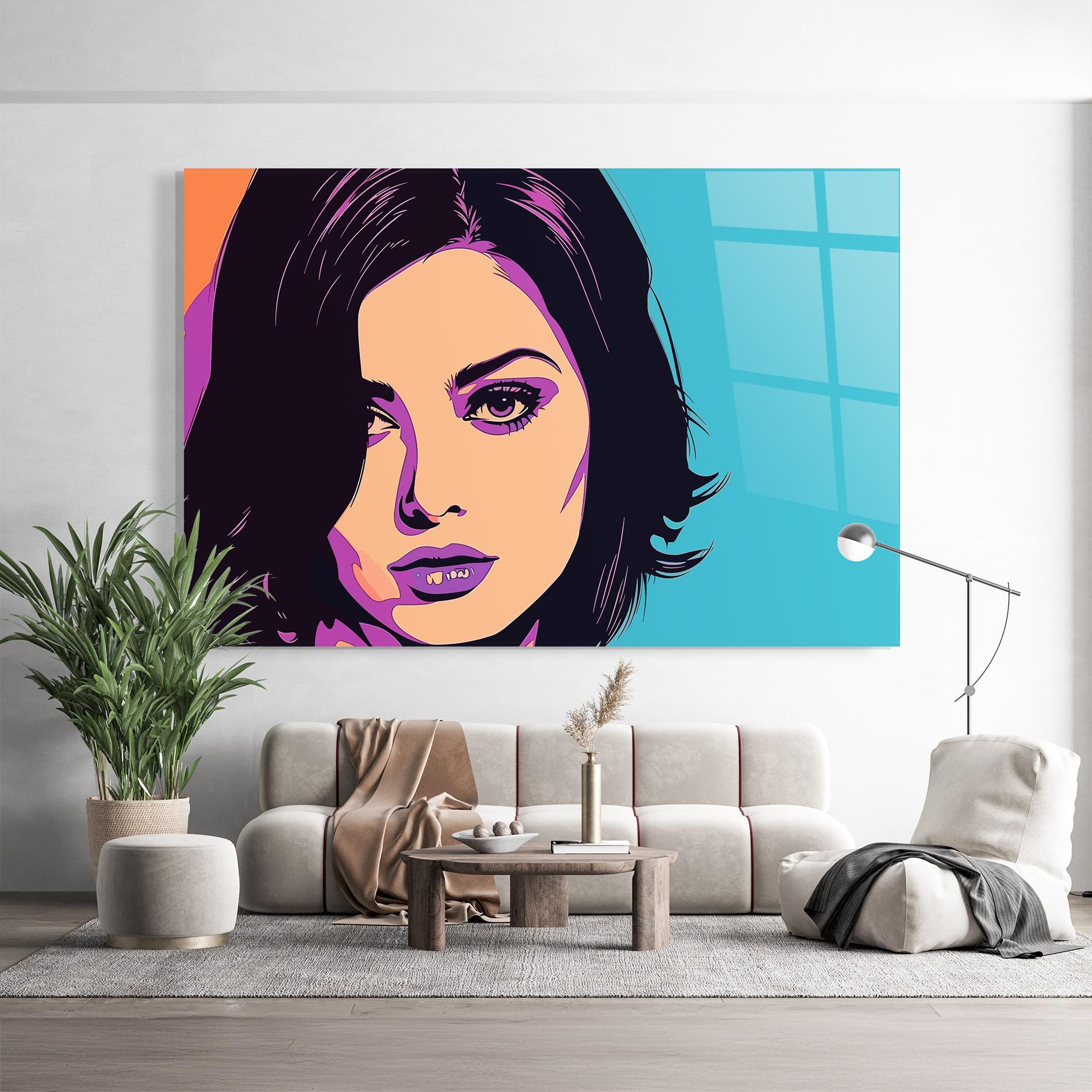 Glasbild Pop Purple Woman mockup 9