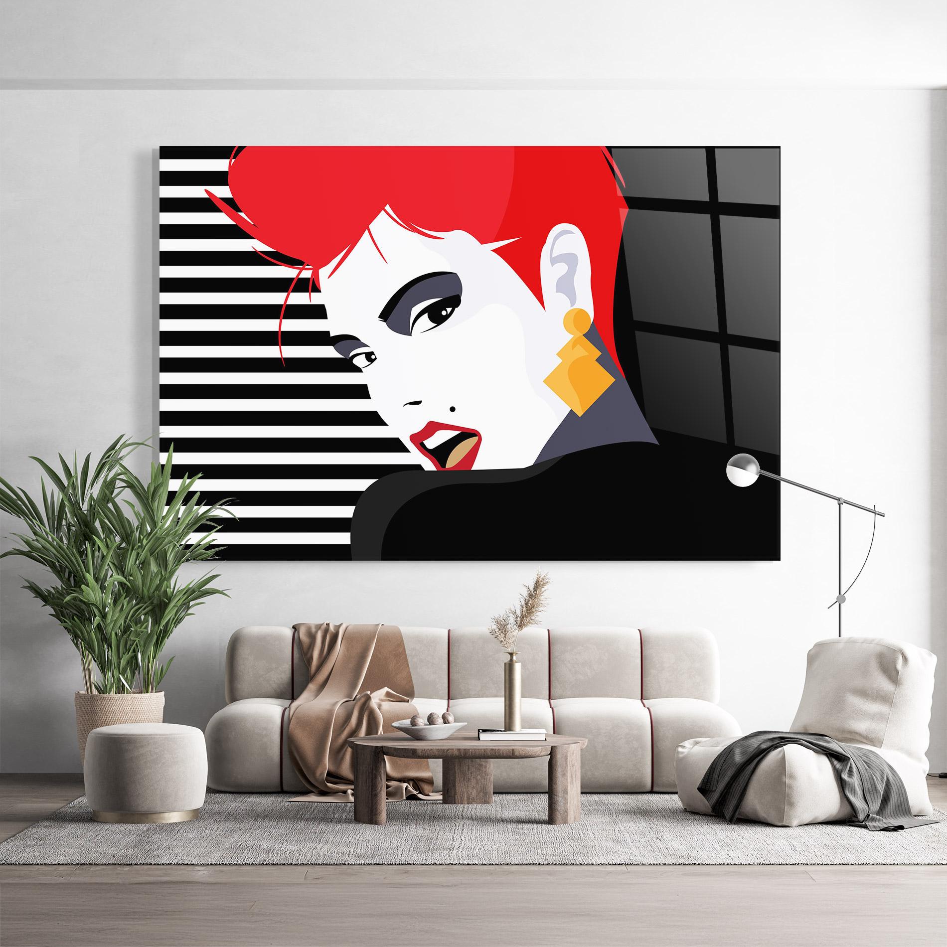 Glasbild Red Pop Hair mockup 9