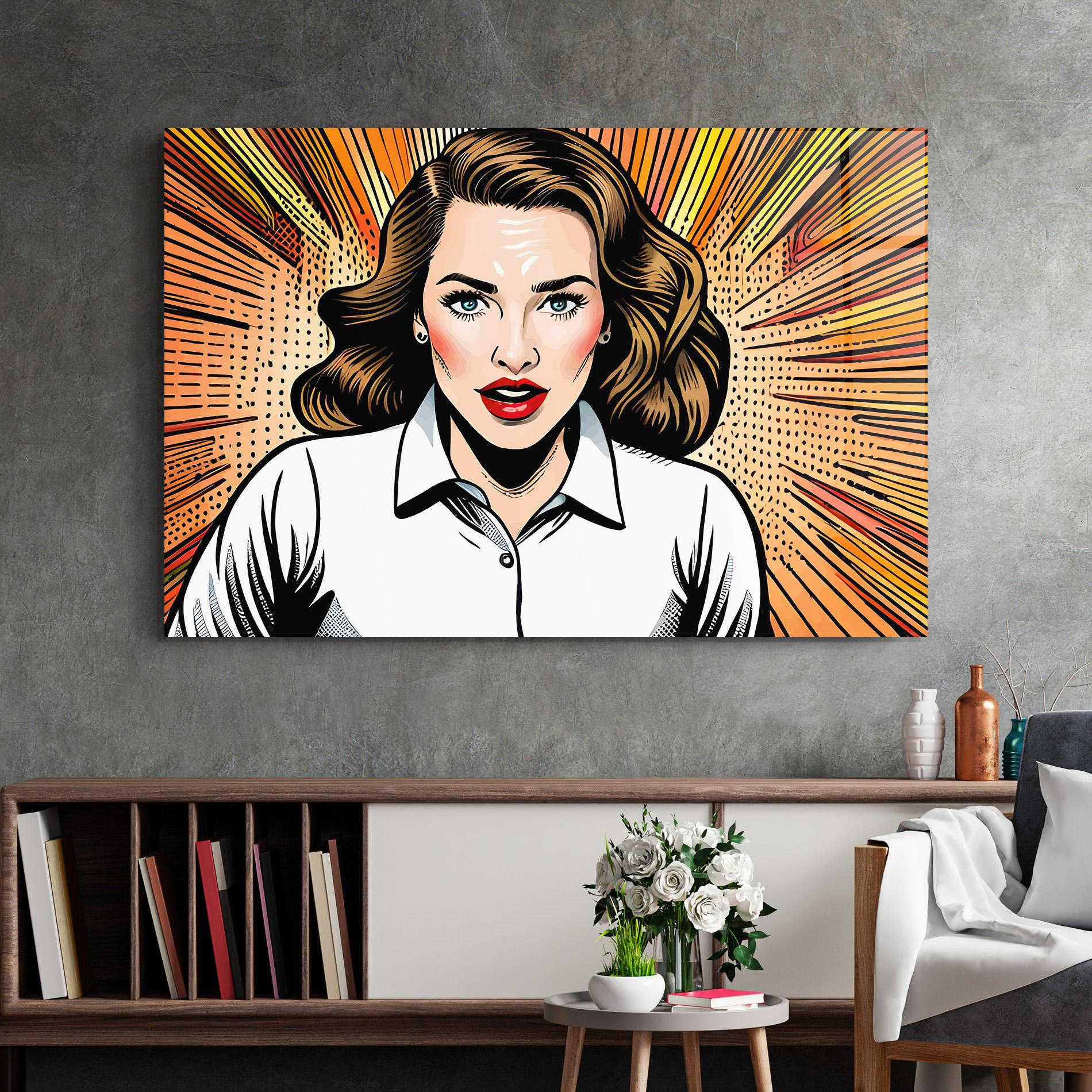 Glasbild Blue Eye Pop Art mockup 2