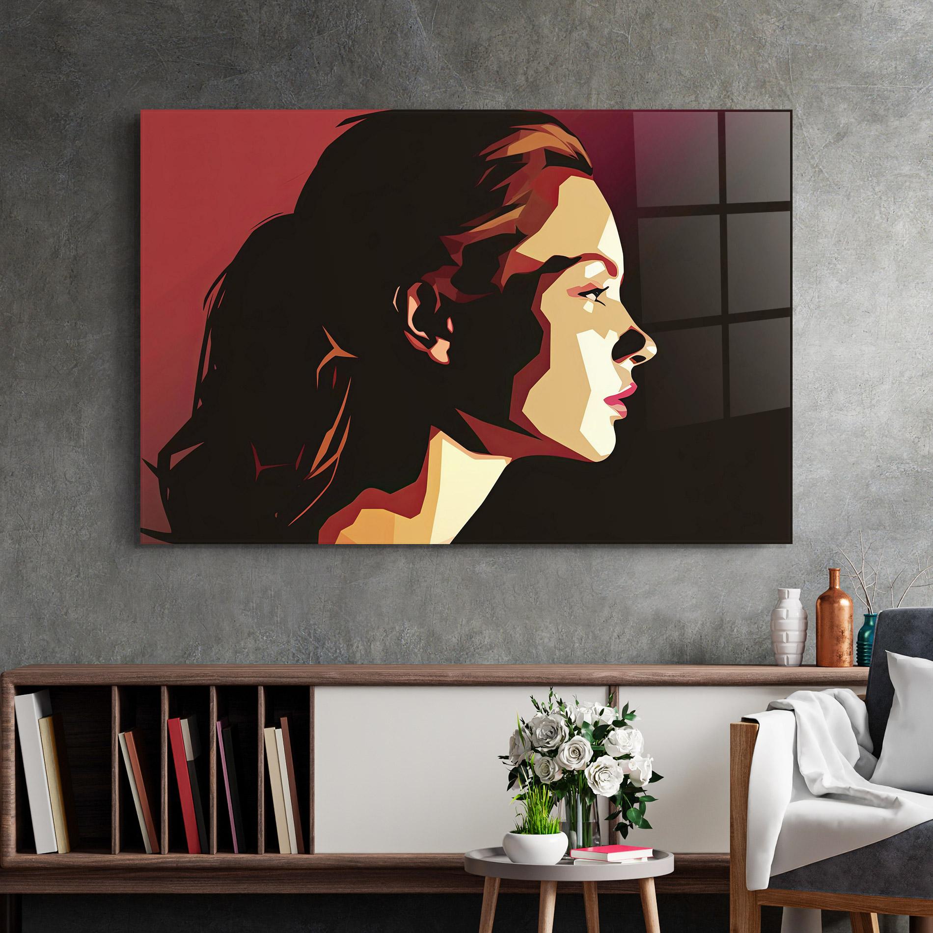 Glasbild Cream Red Pop Art mockup 2