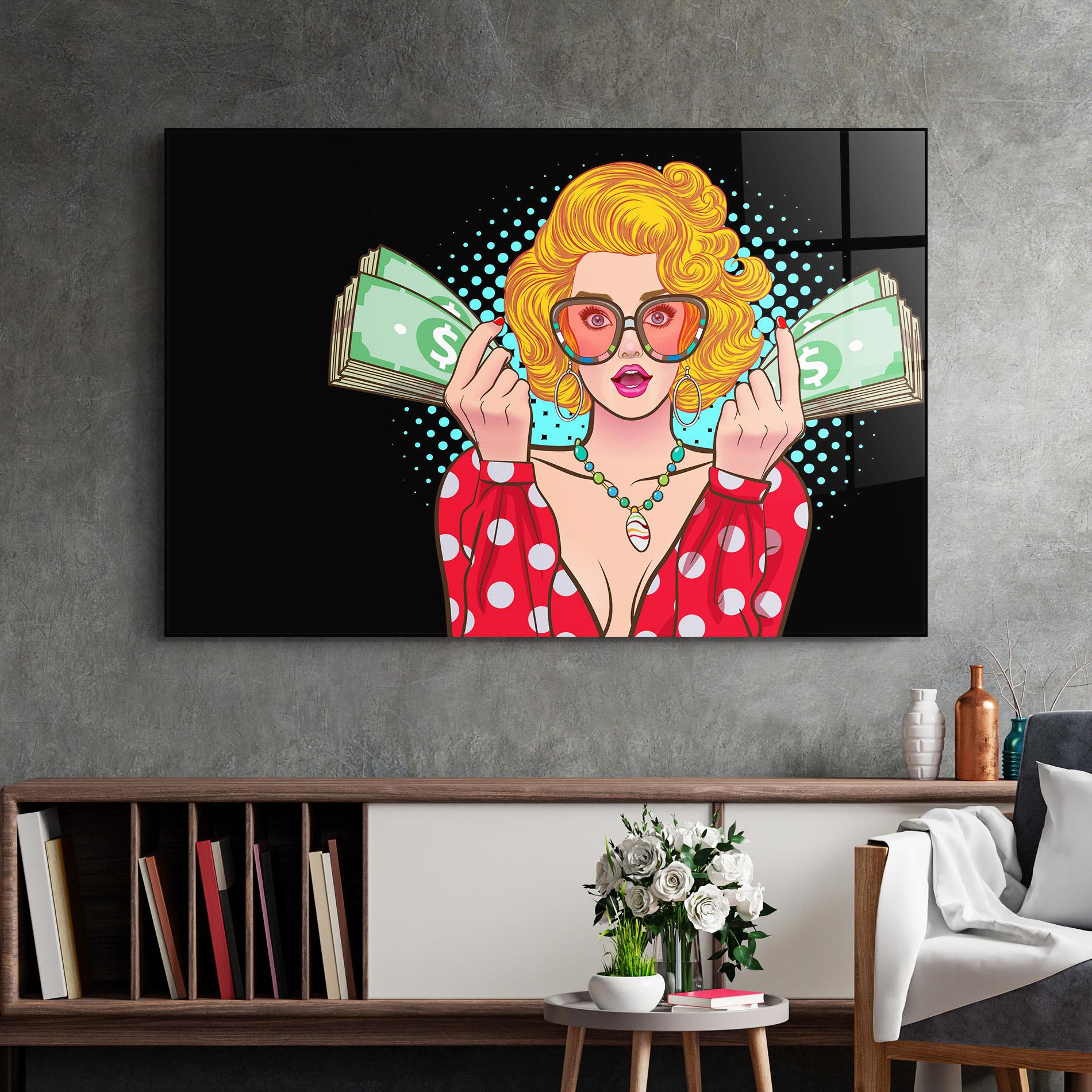 Glasbild Glasses Look Money mockup 2