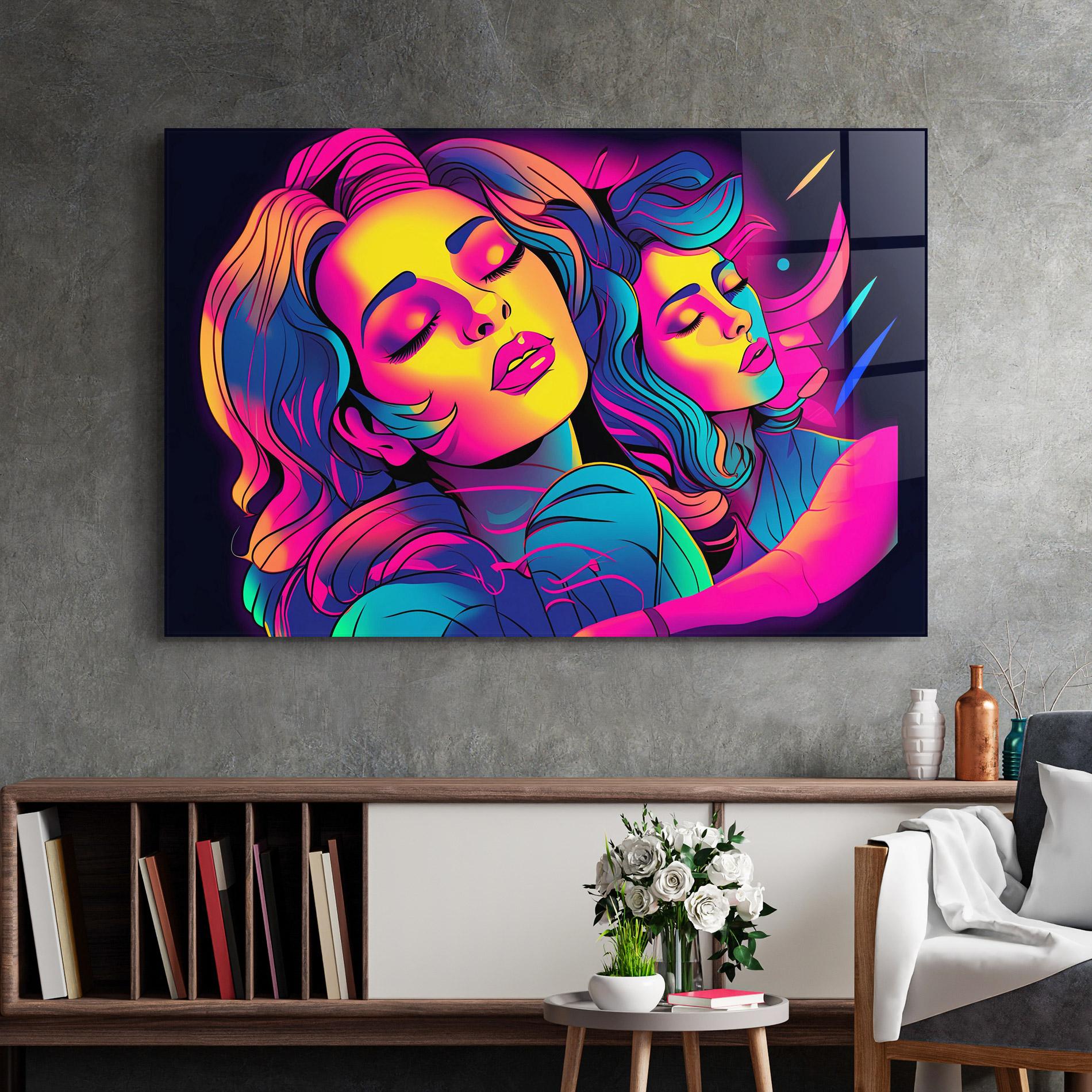 Glasbild Glowing Pop Woman mockup 2