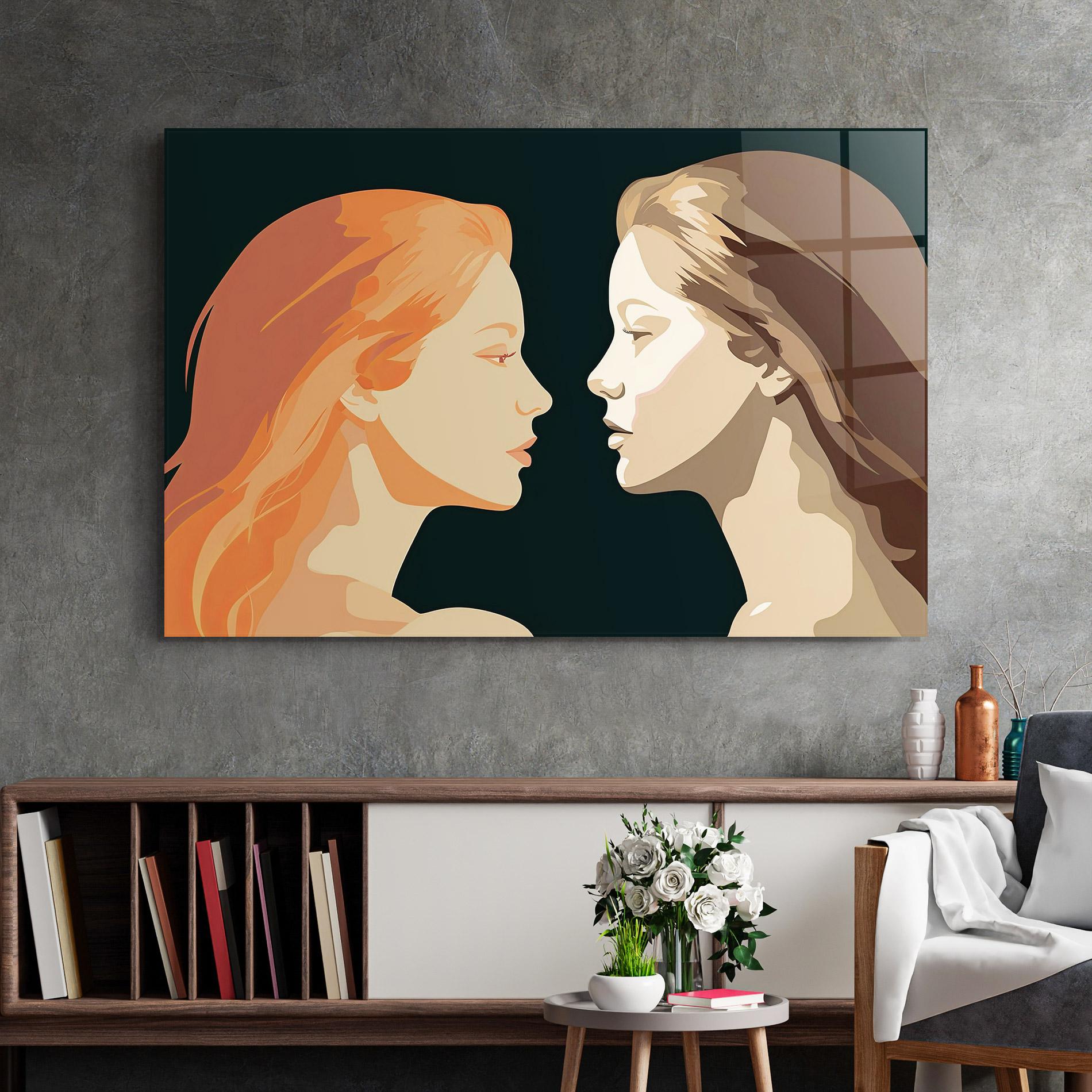 Glasbild Orange Pop Girl mockup 2