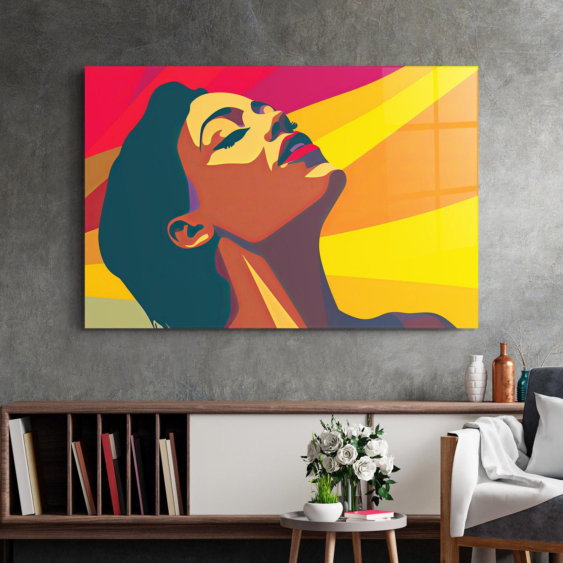 Glasbild Pop Female Color mockup 2