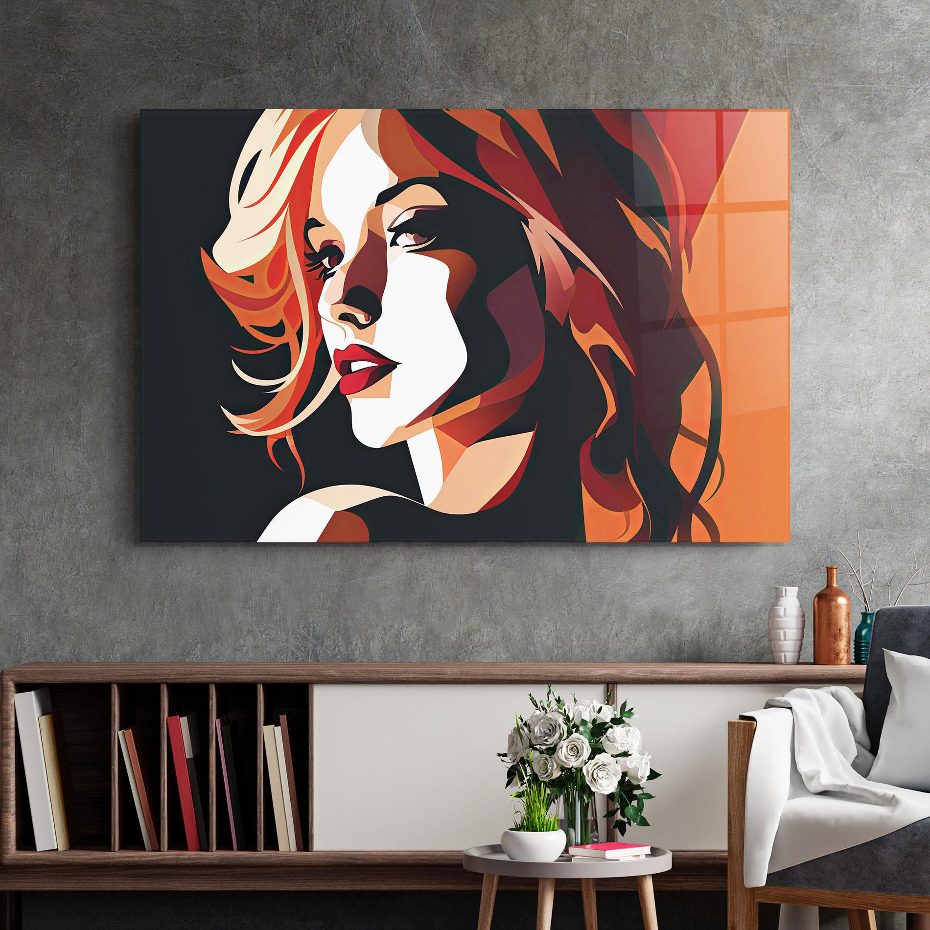 Glasbild Pop Lady Art mockup 2