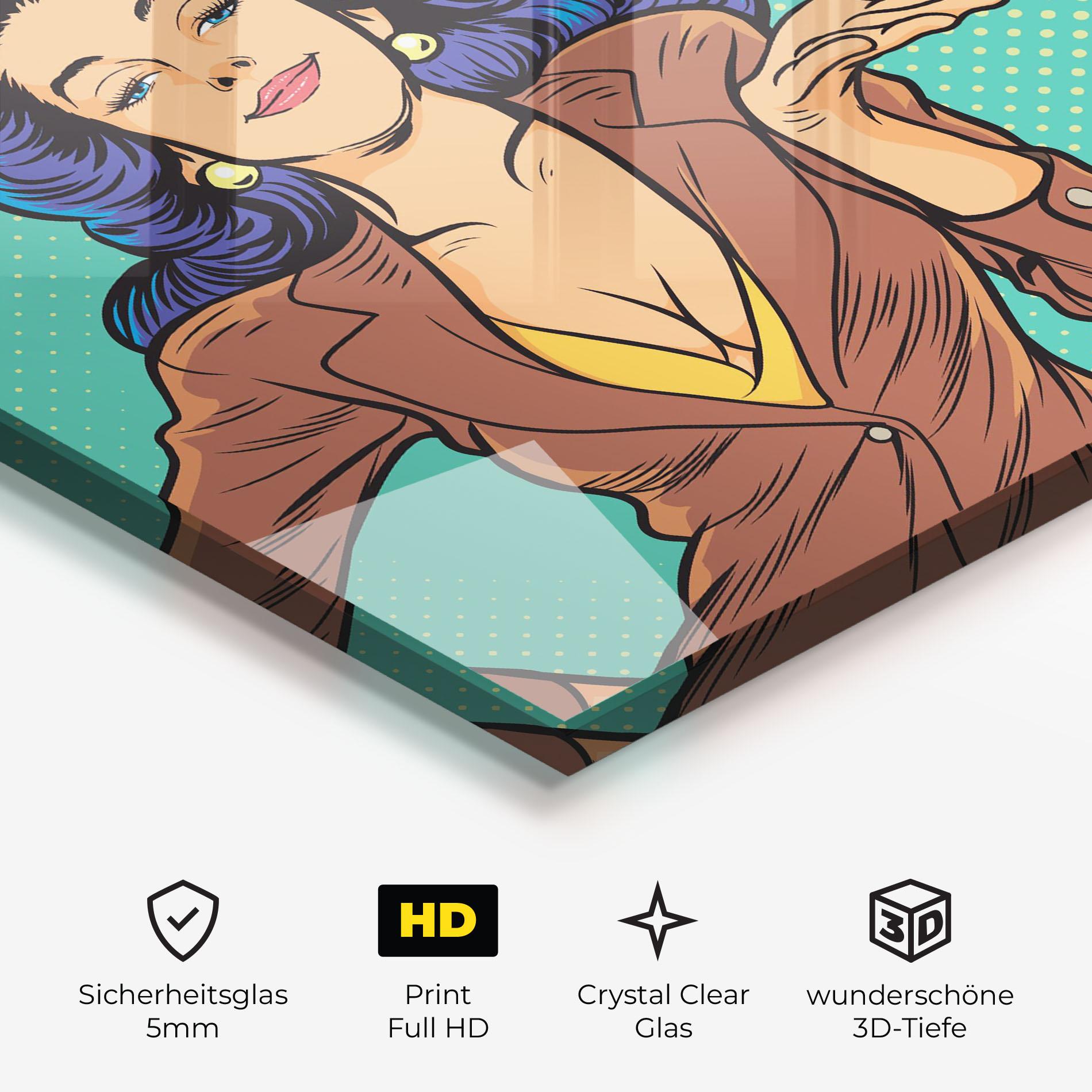 Glasbild Pop Woman mockup 3