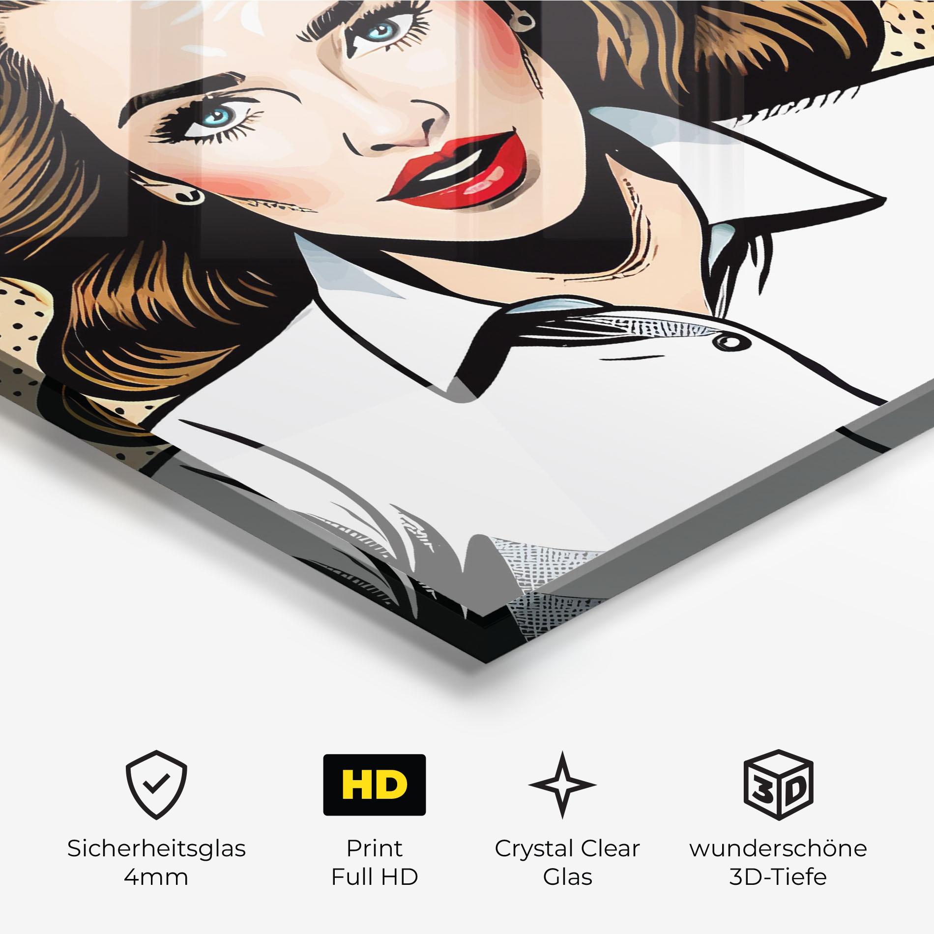 Glasbild Blue Eye Pop Art mockup 3