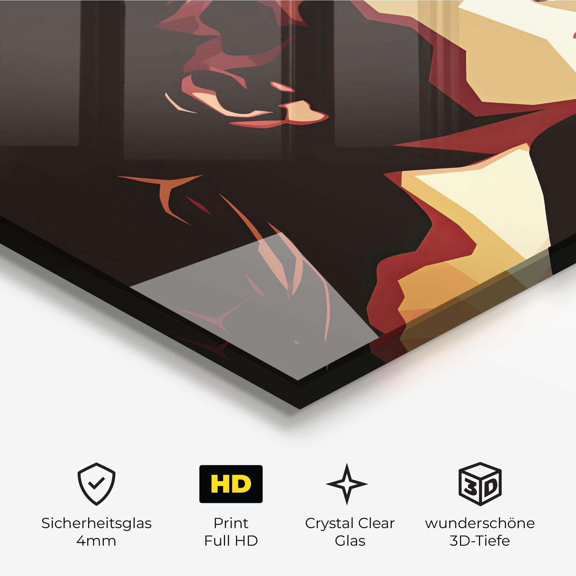 Glasbild Cream Red Pop Art mockup 3