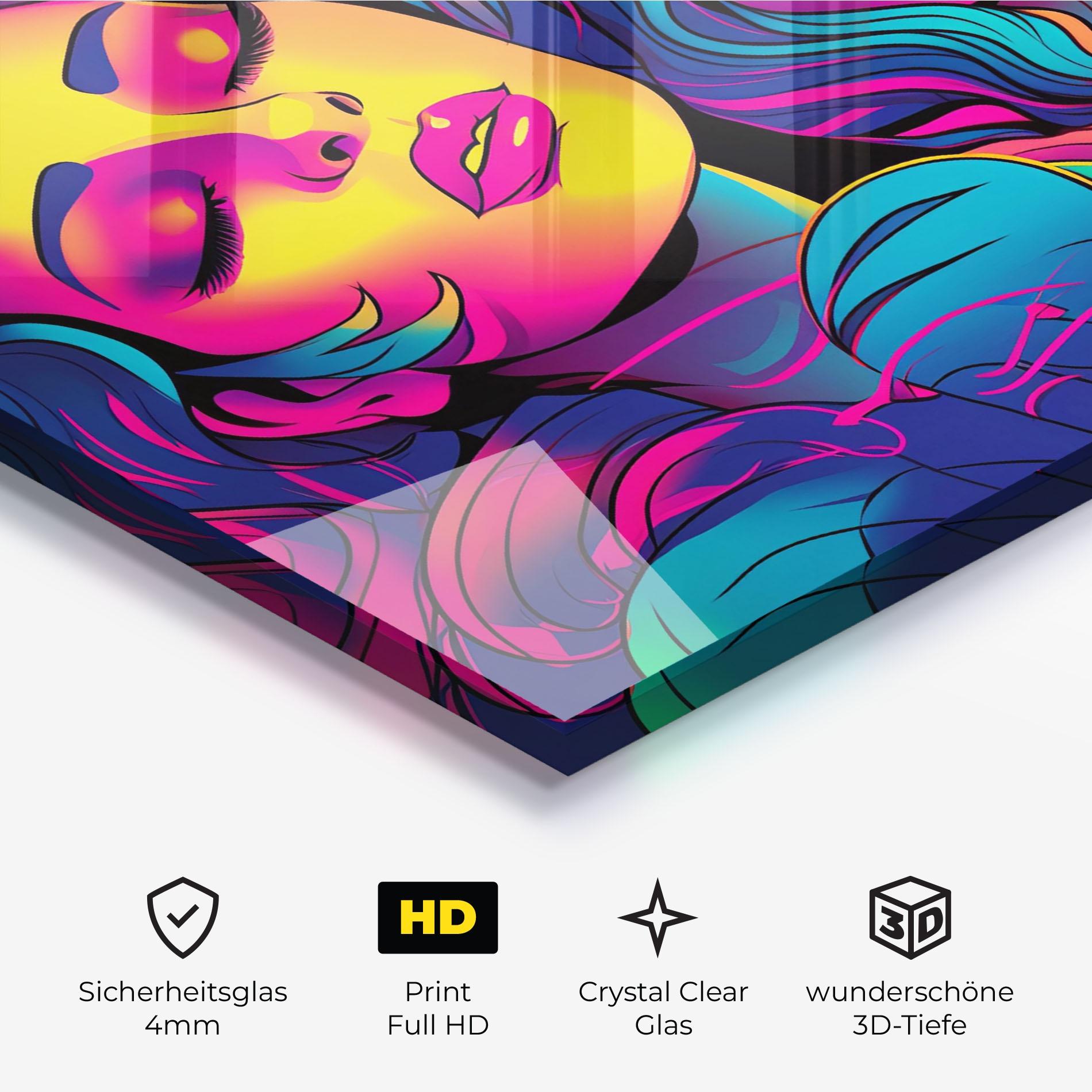 Glasbild Glowing Pop Woman mockup 3