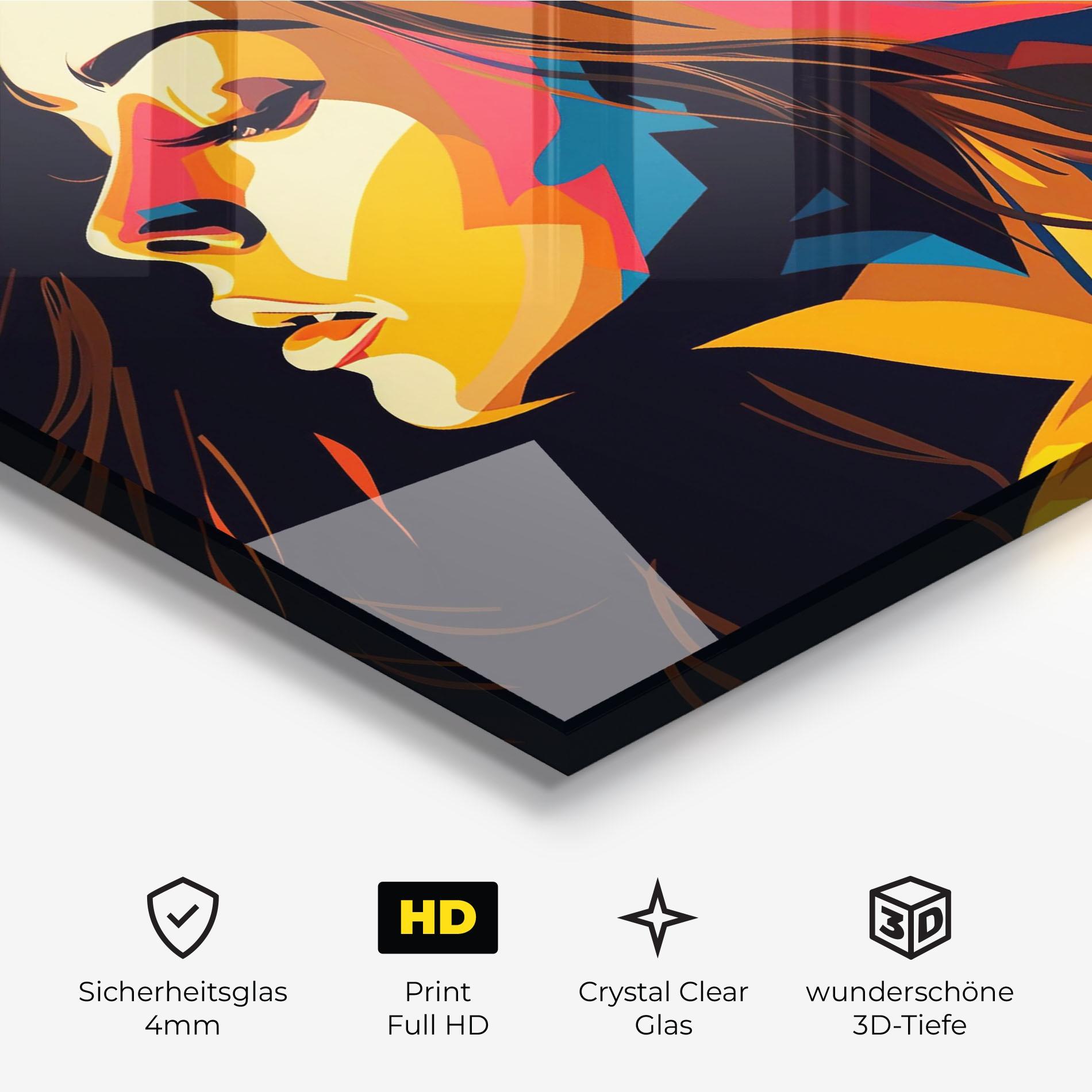 Glasbild Graphical Pop Woman mockup 3