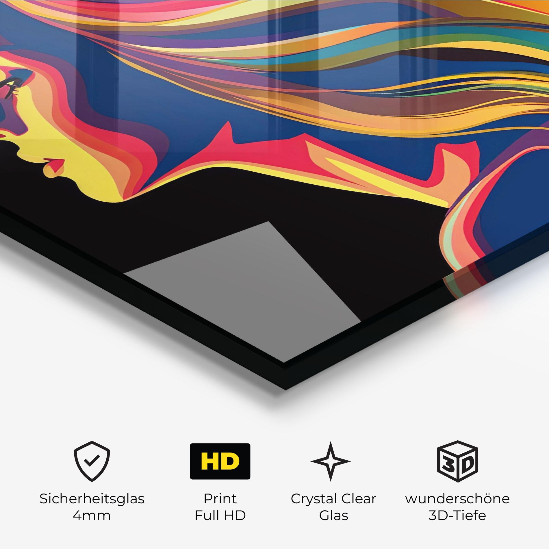 Glasbild Pop Colored Girl mockup 3