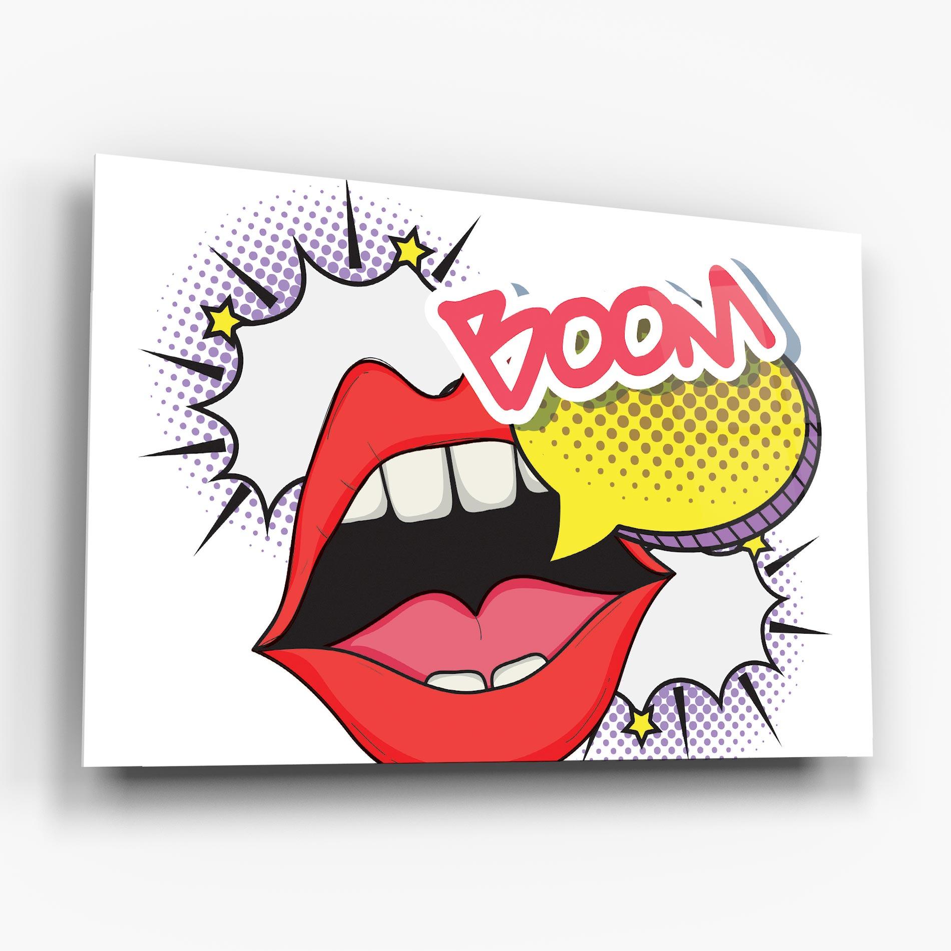 Glasbild Boom Pop Art mockup 6