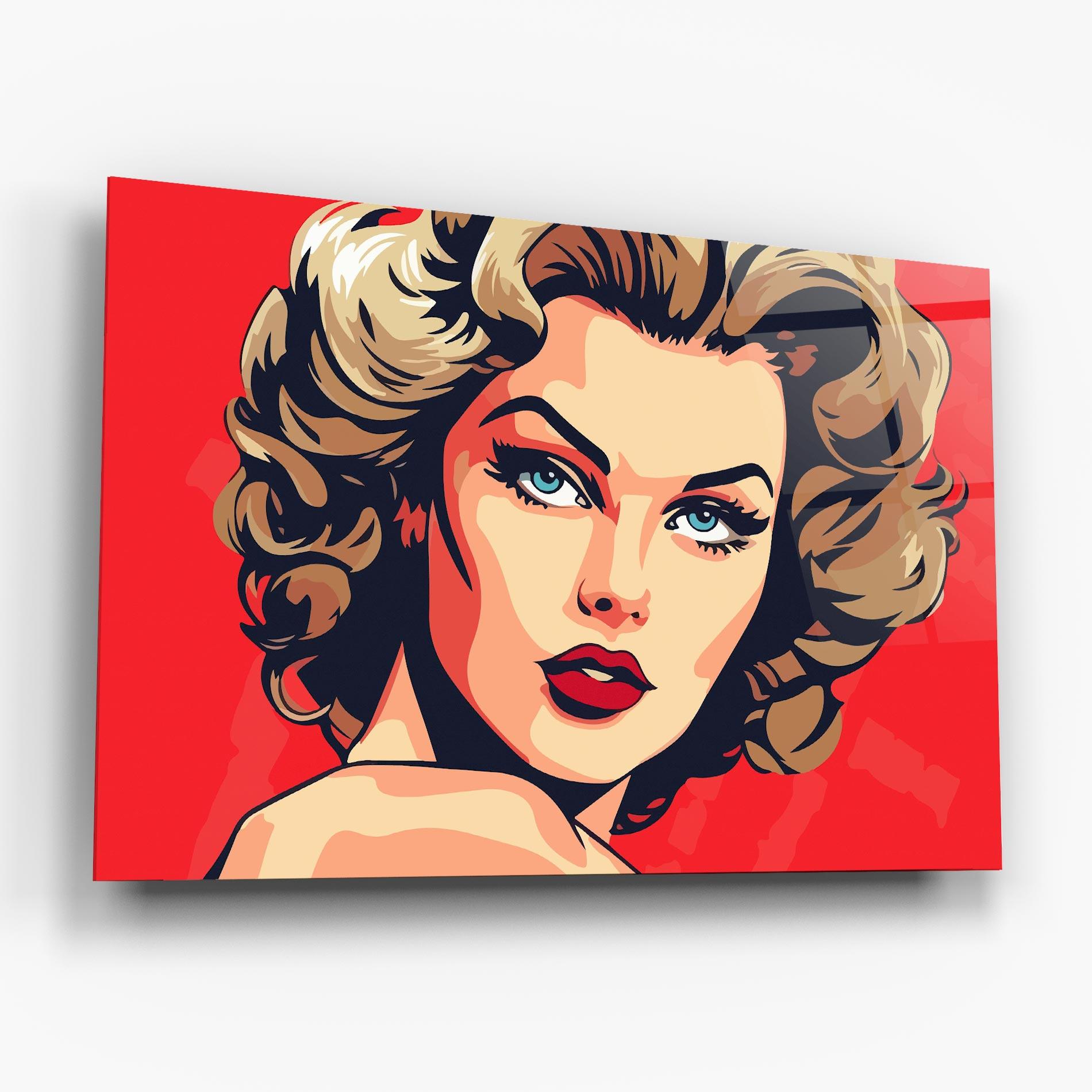 Glasbild Pop Beautiful Lady mockup 6