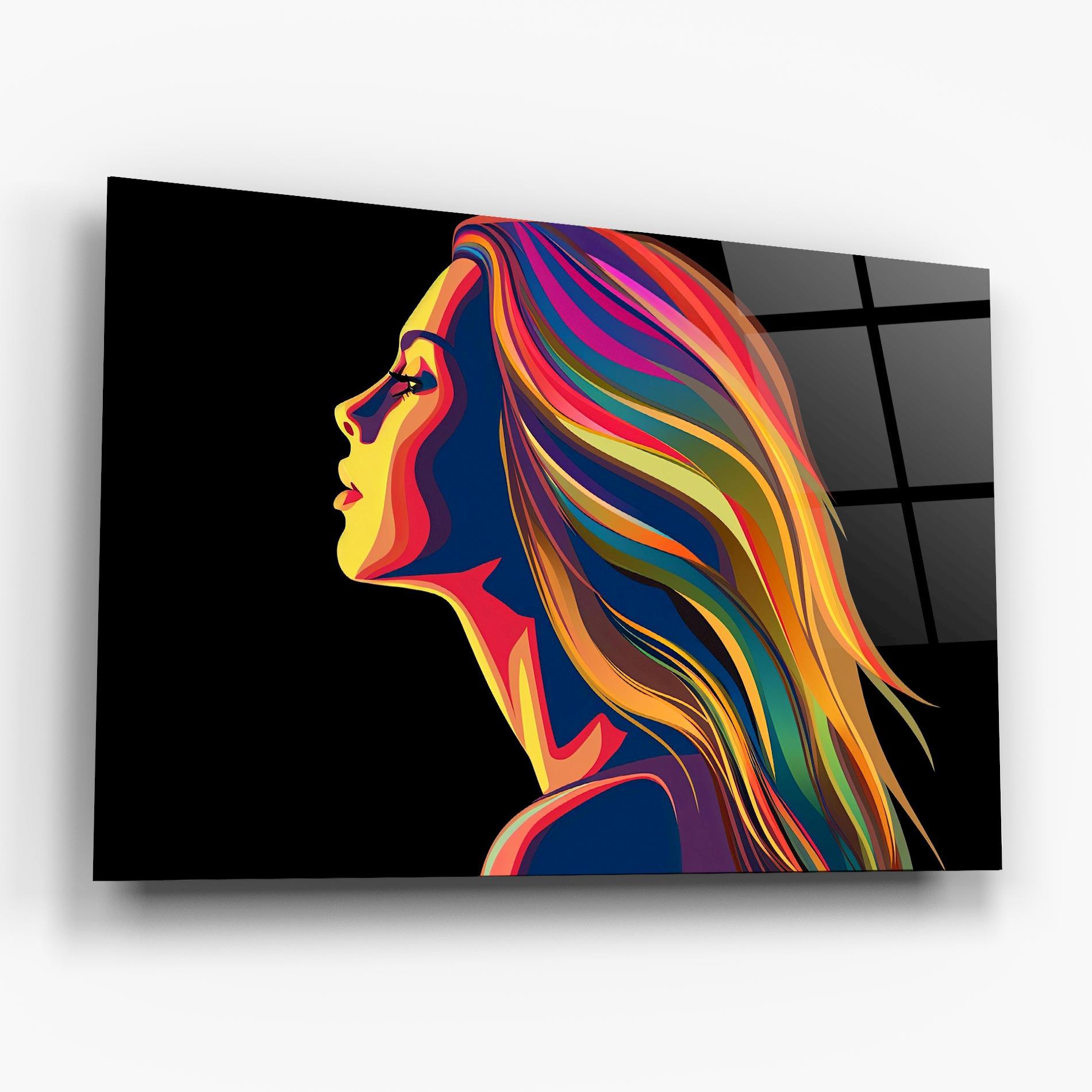 Glasbild Pop Colored Girl mockup 6
