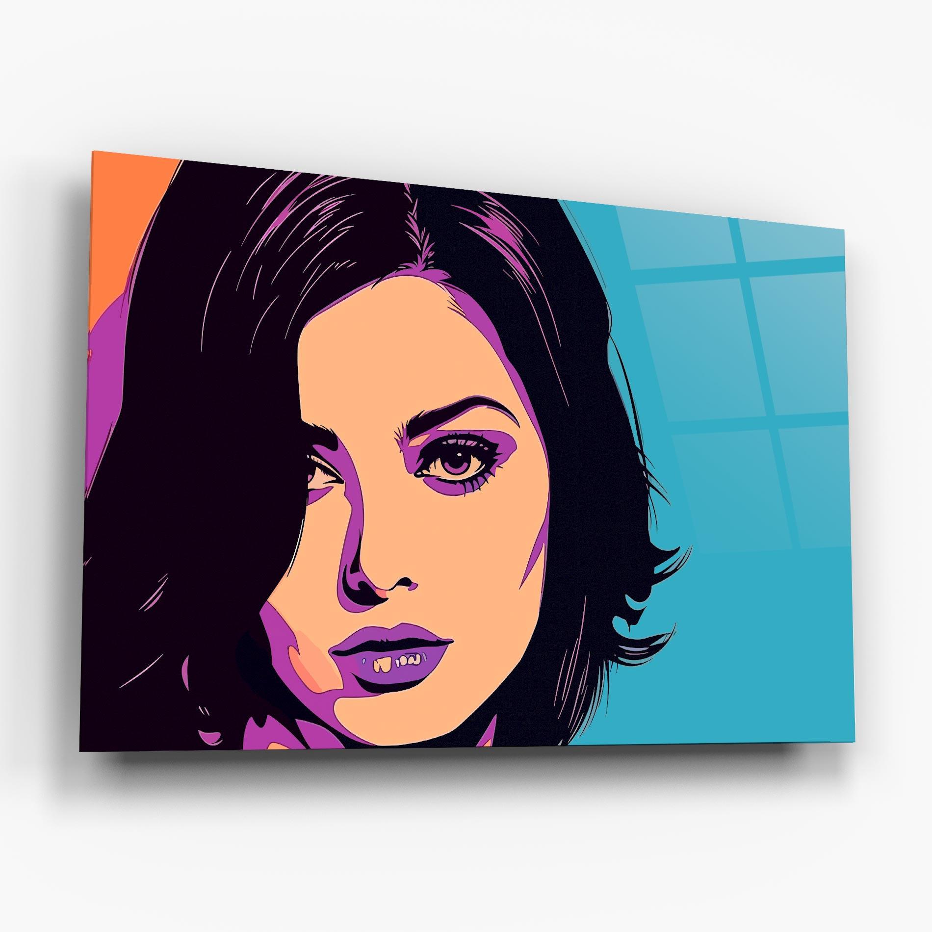 Glasbild Pop Purple Woman mockup 6