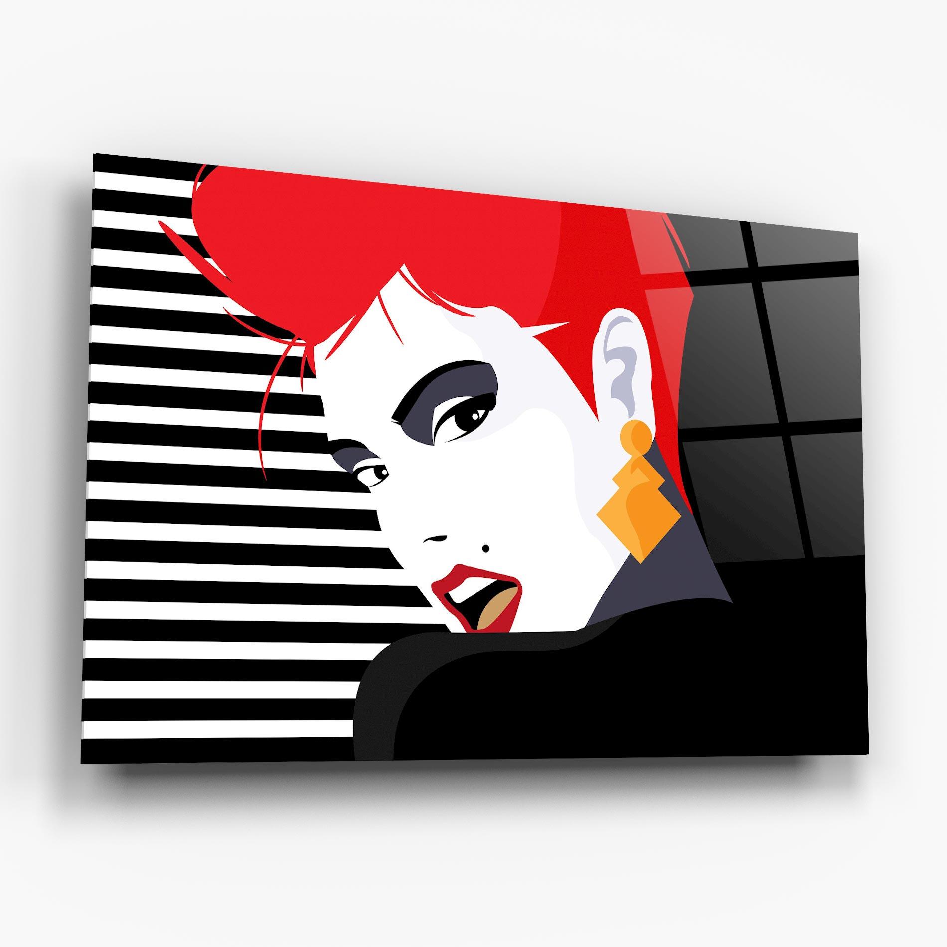 Glasbild Red Pop Hair mockup 6