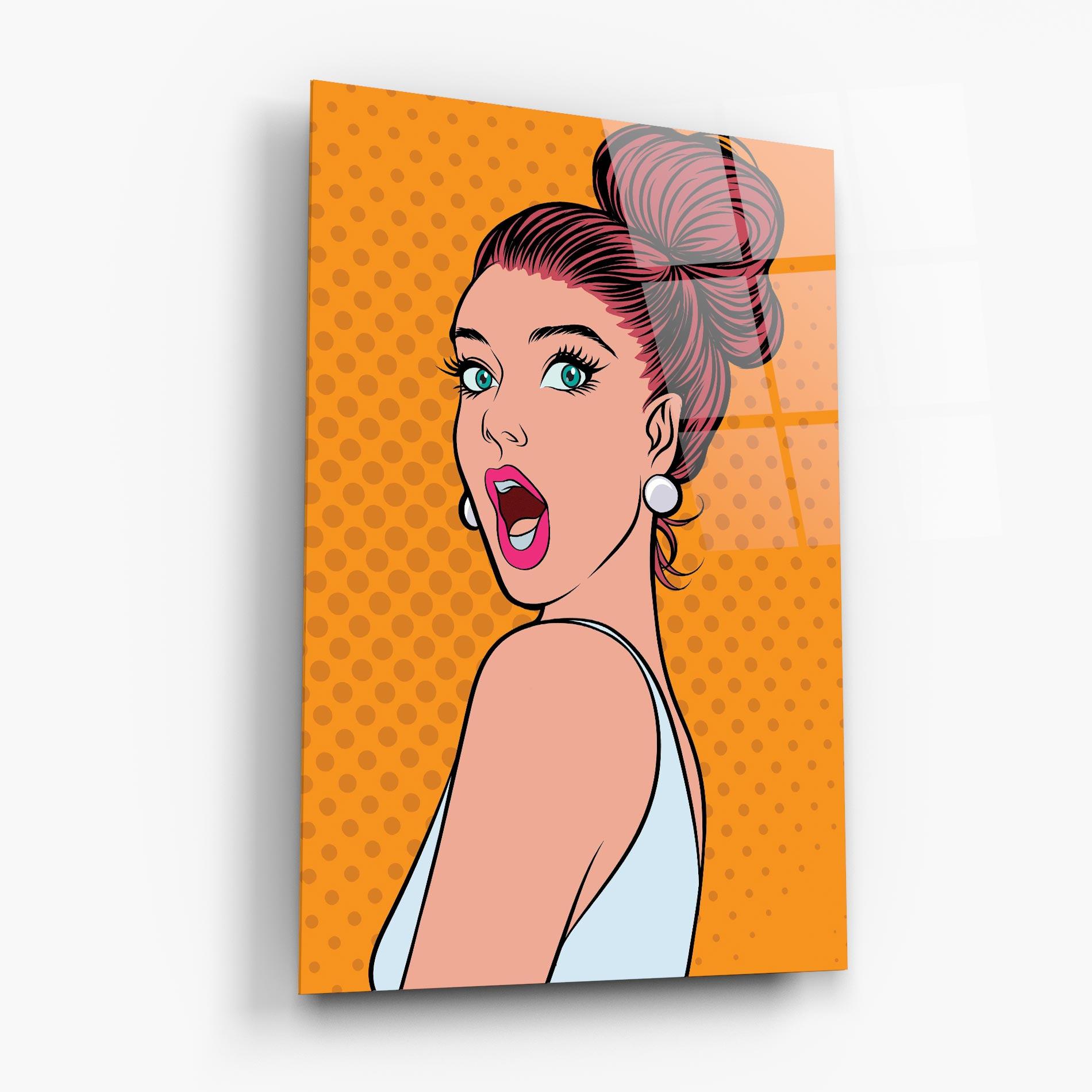 Glasbild Pop Comic Lady mockup 6