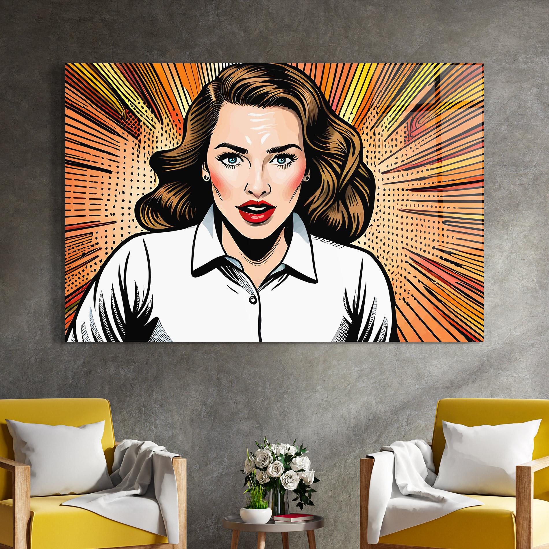 Glasbild Blue Eye Pop Art mockup 4