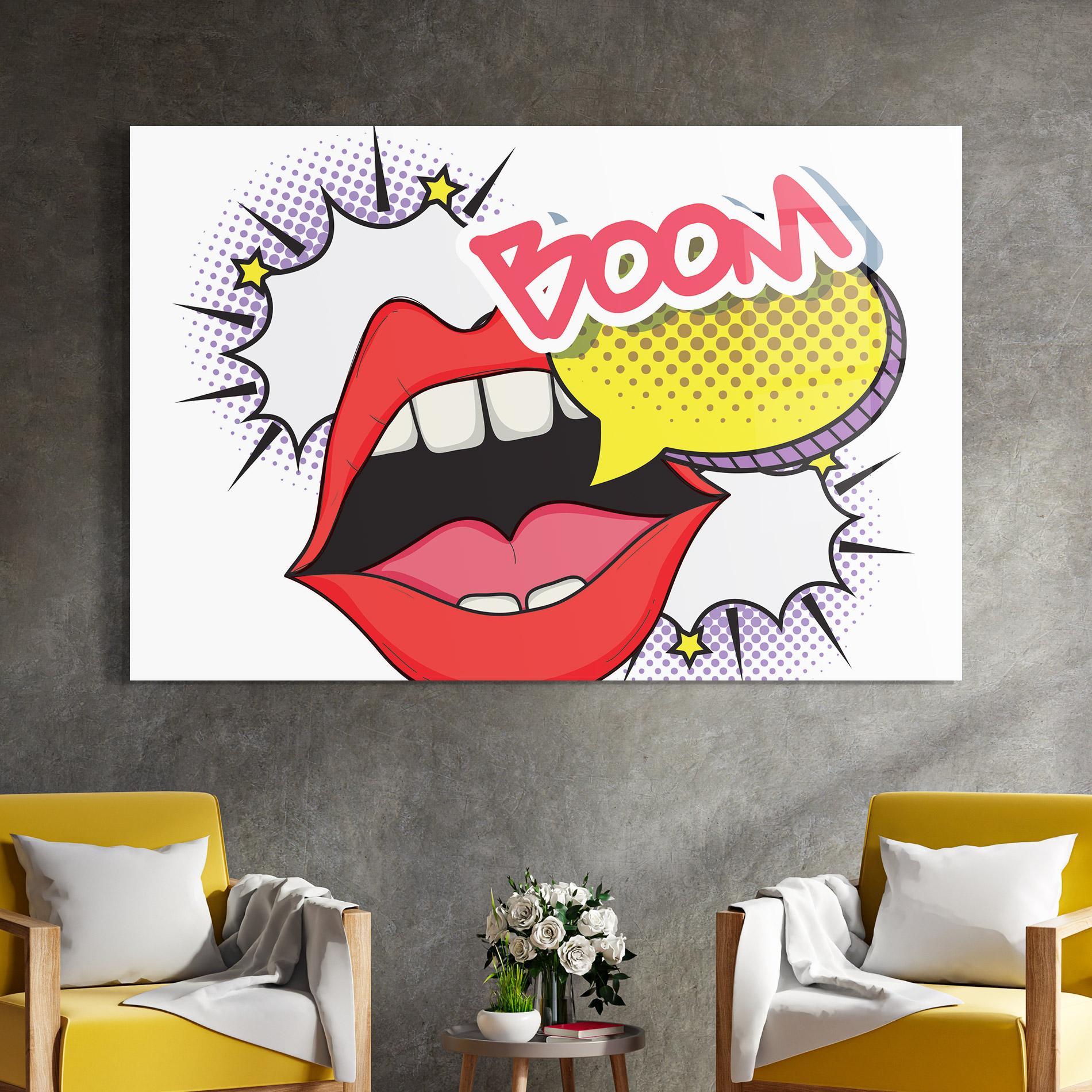 Glasbild Boom Pop Art mockup 4
