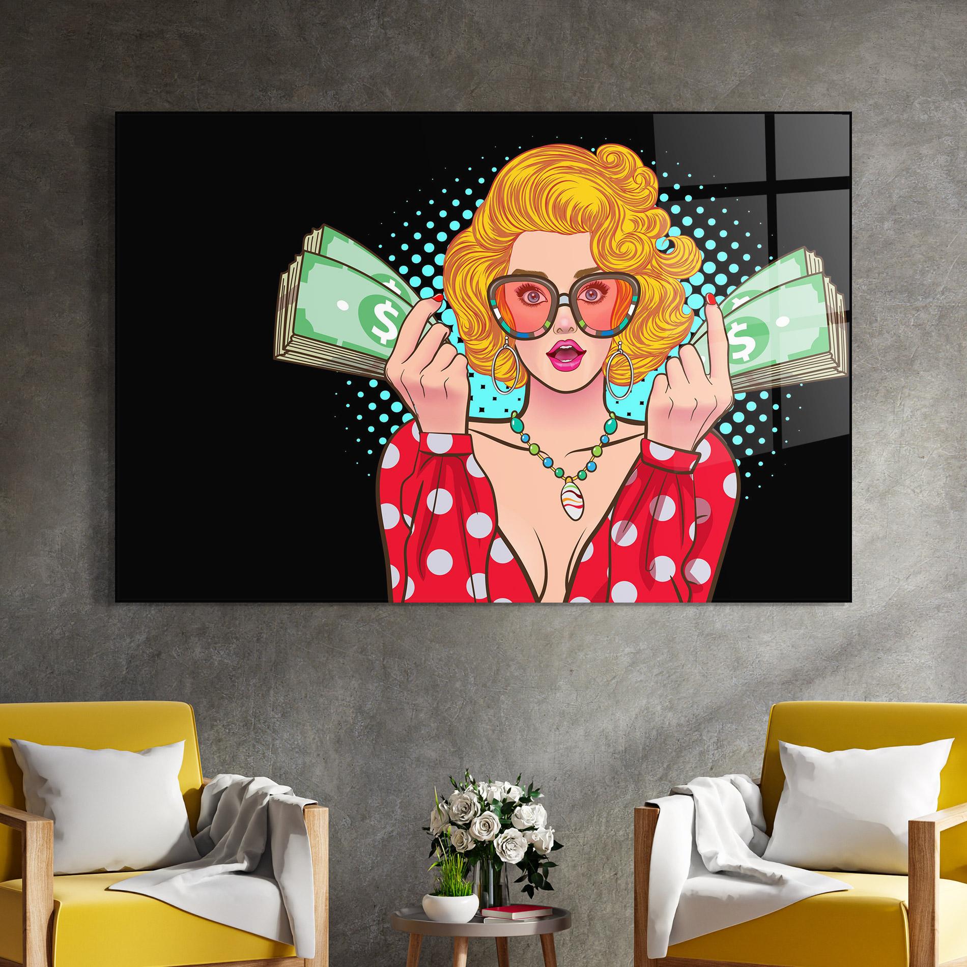 Glasbild Glasses Look Money mockup 4