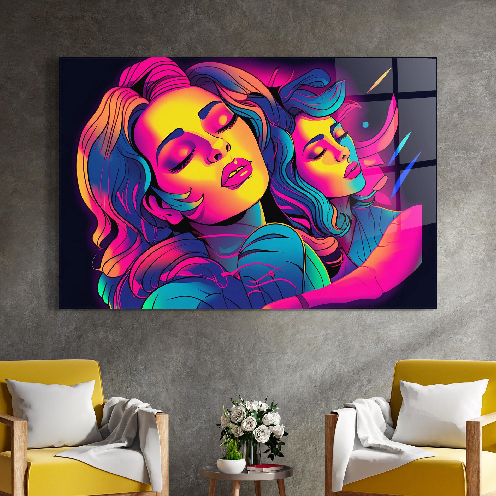 Glasbild Glowing Pop Woman mockup 4