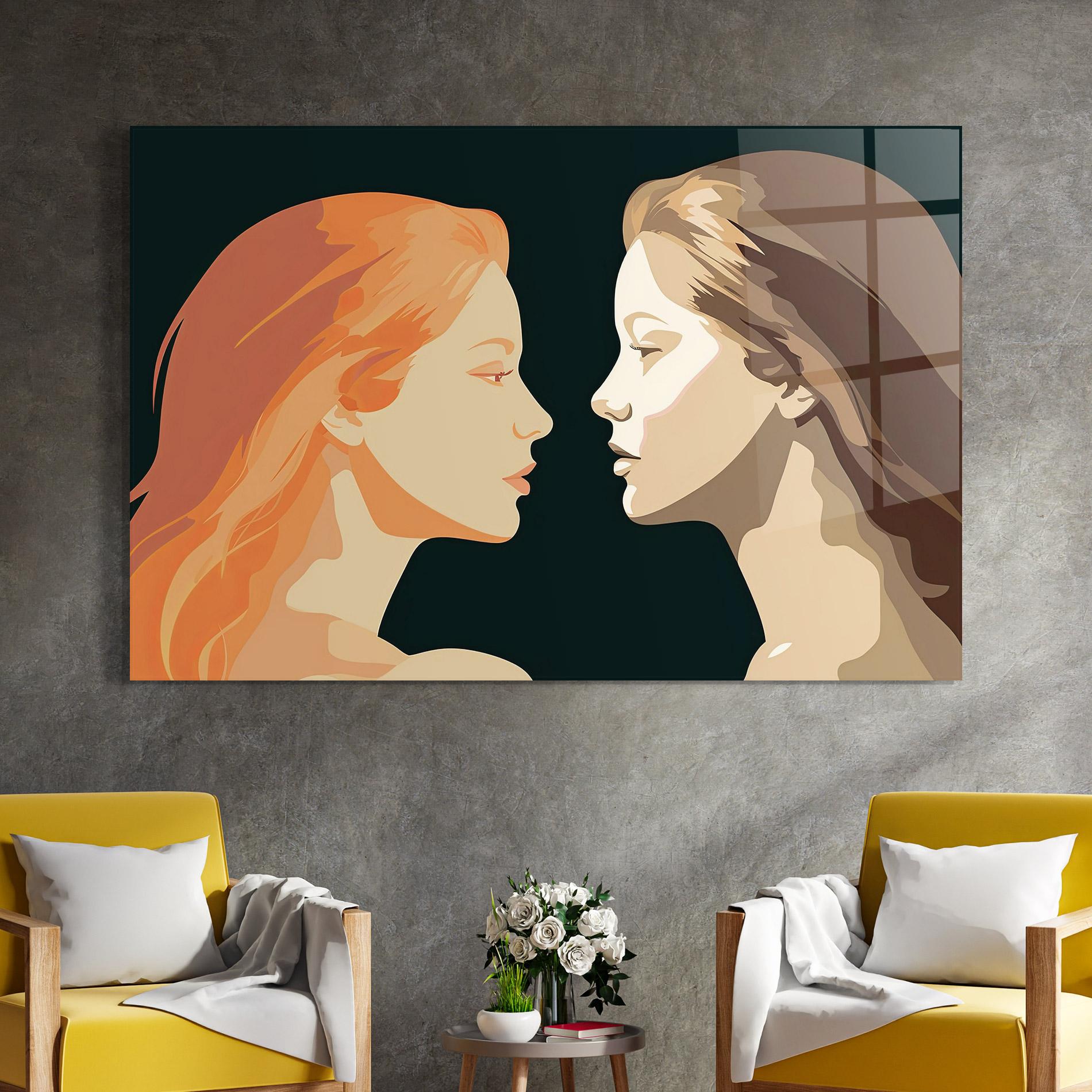 Glasbild Orange Pop Girl mockup 4