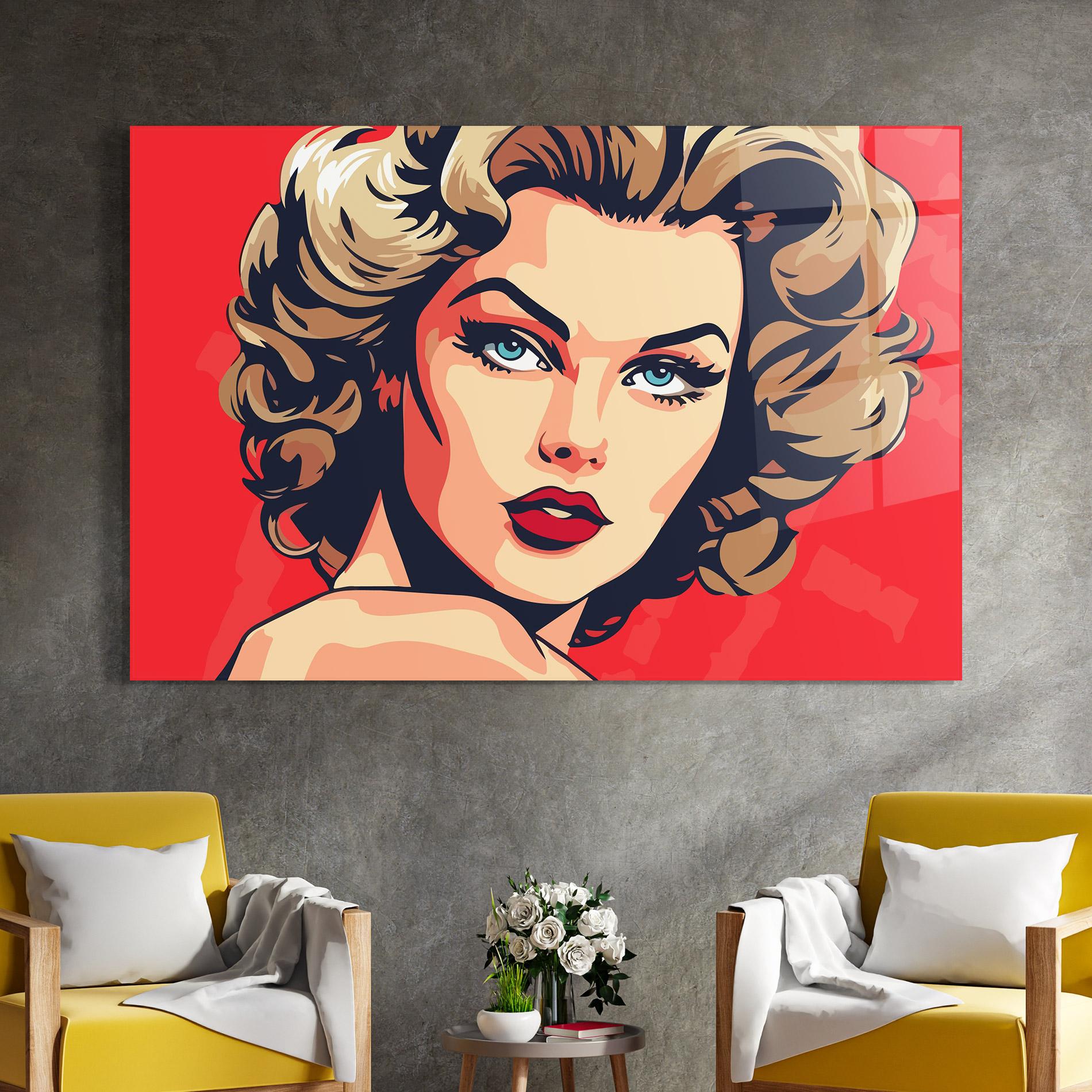 Glasbild Pop Beautiful Lady mockup 4