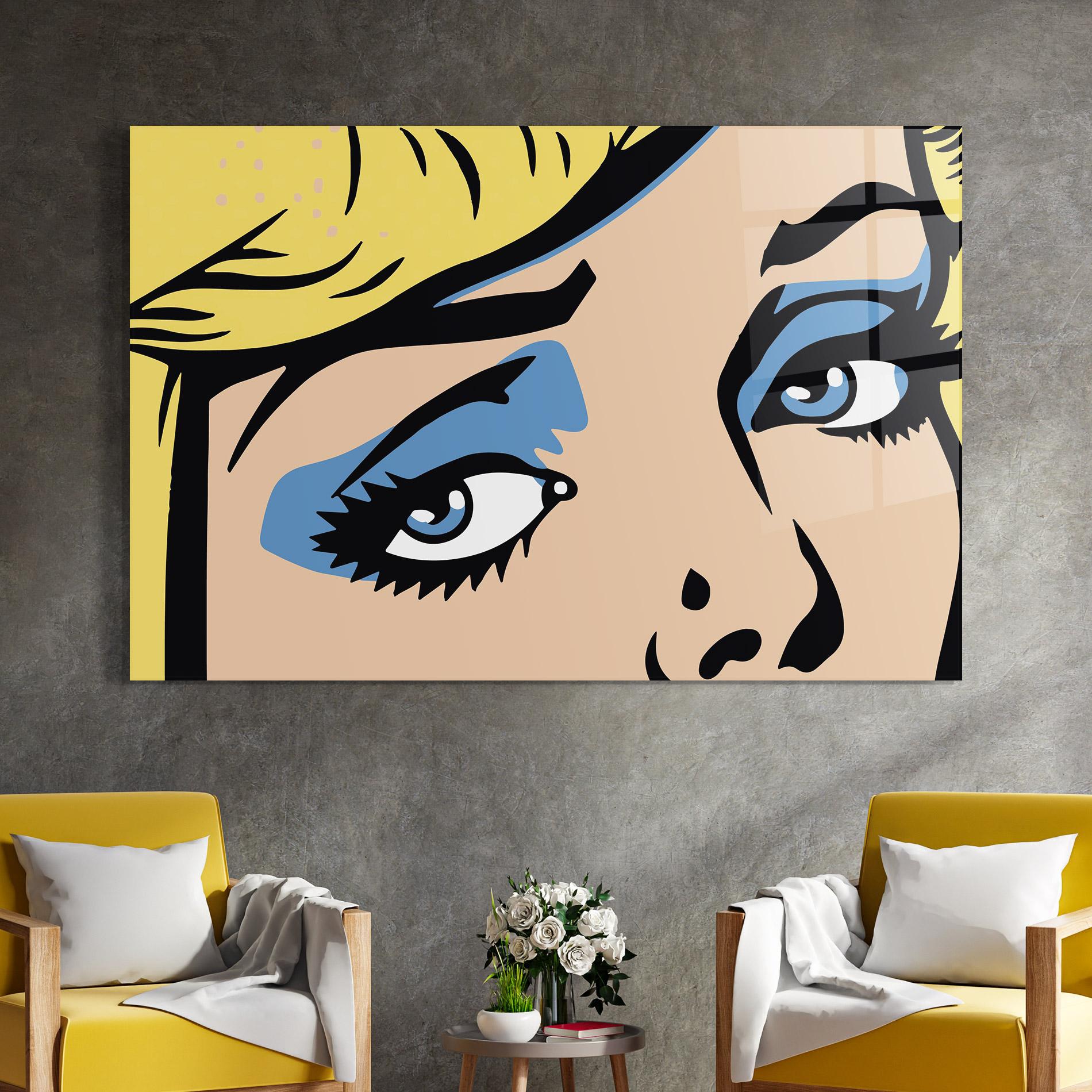 Glasbild Pop Blue Makeup mockup 4