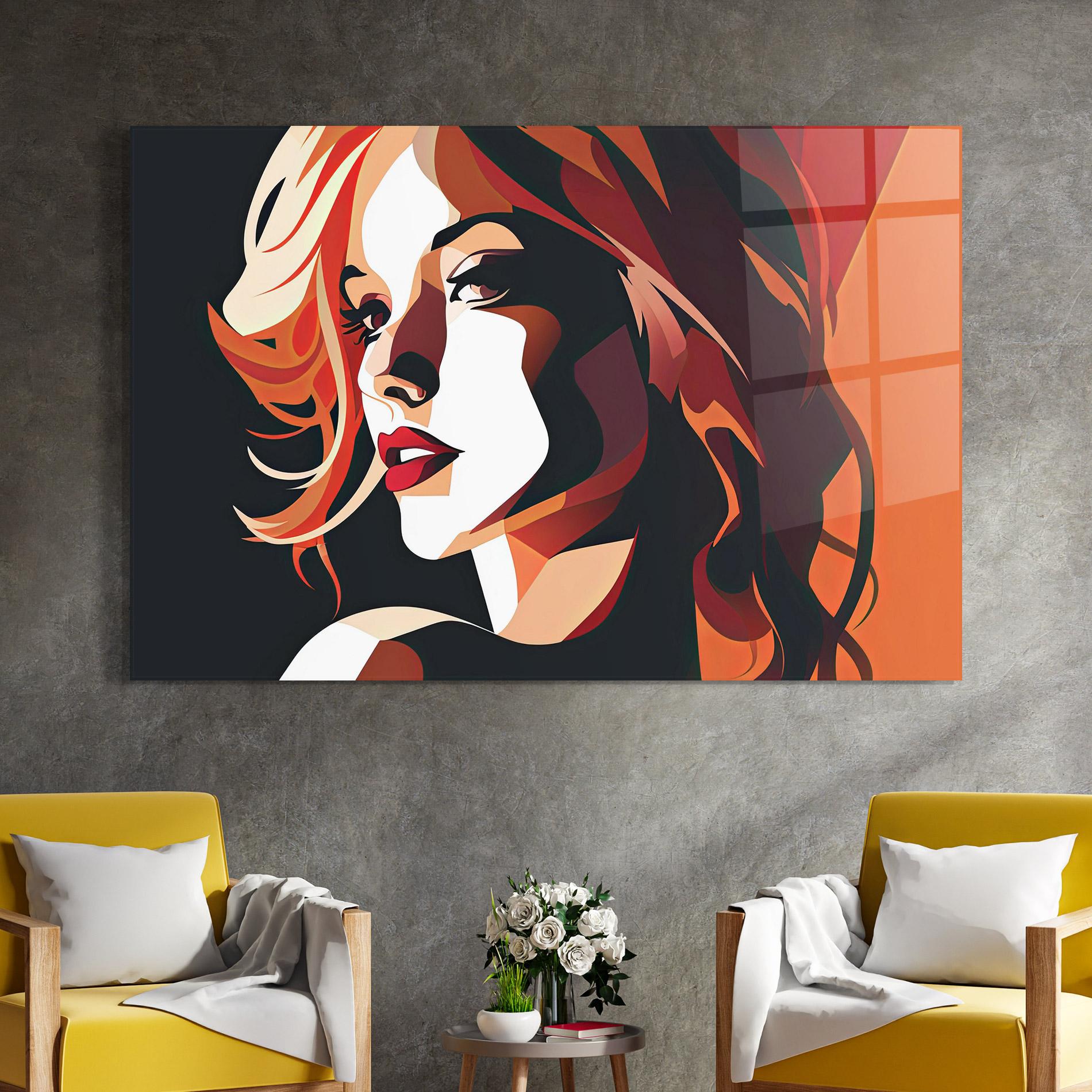 Glasbild Pop Lady Art mockup 4