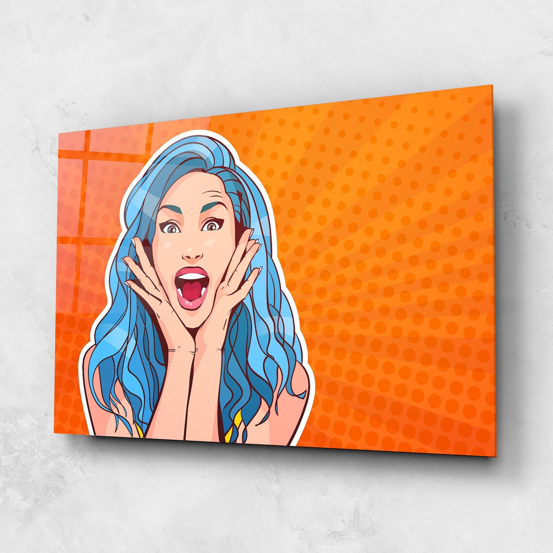 Glasbild Blue Hair Surprised mockup 1