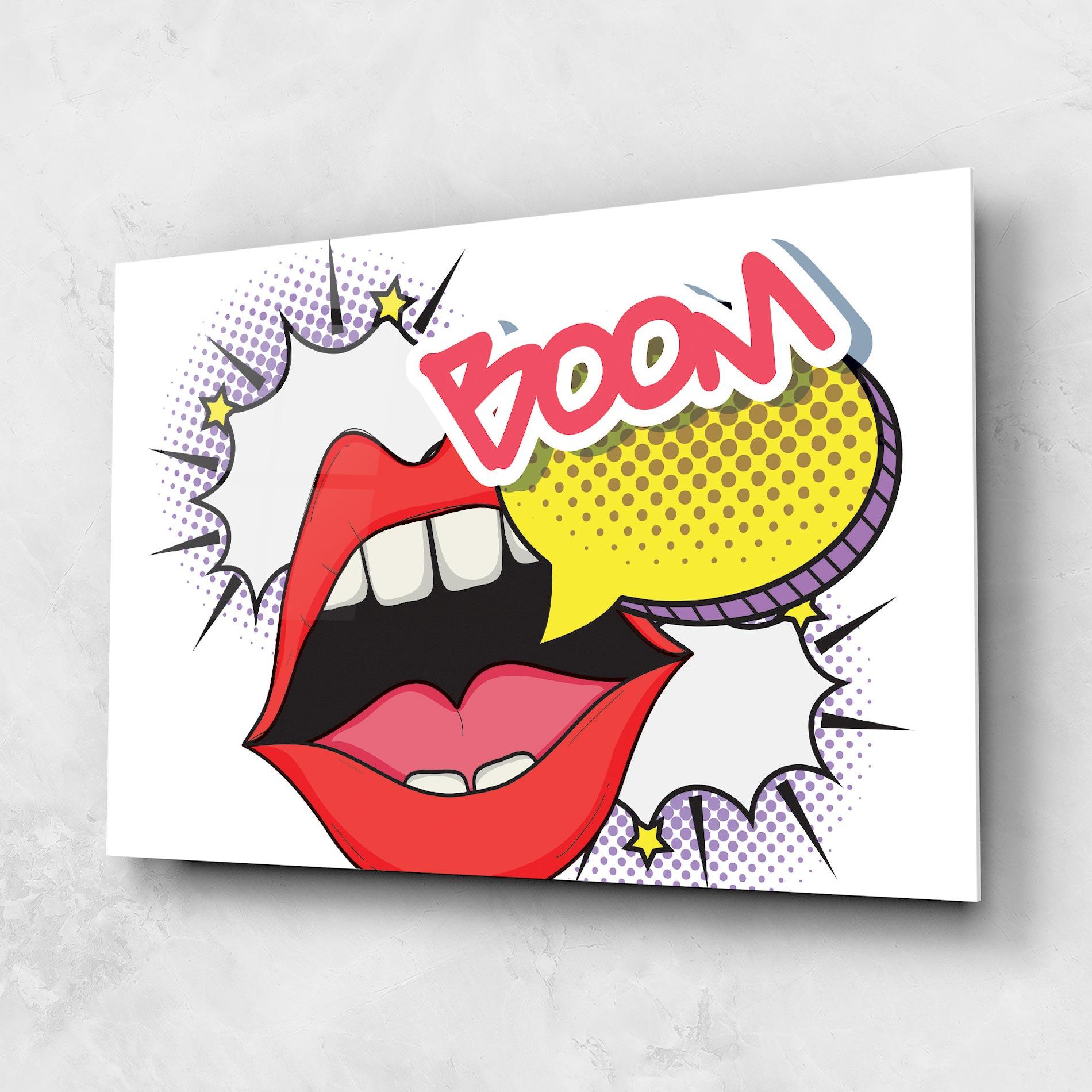 Glasbild Boom Pop Art mockup 1