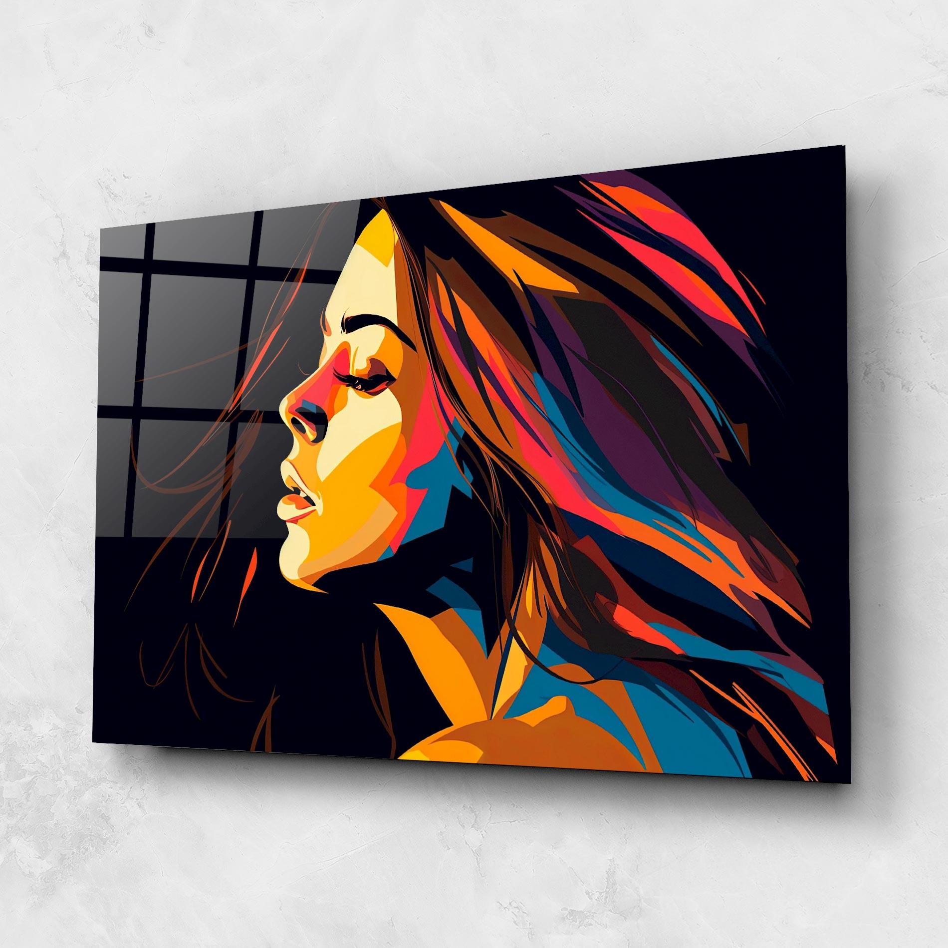 Glasbild Graphical Pop Woman mockup 1
