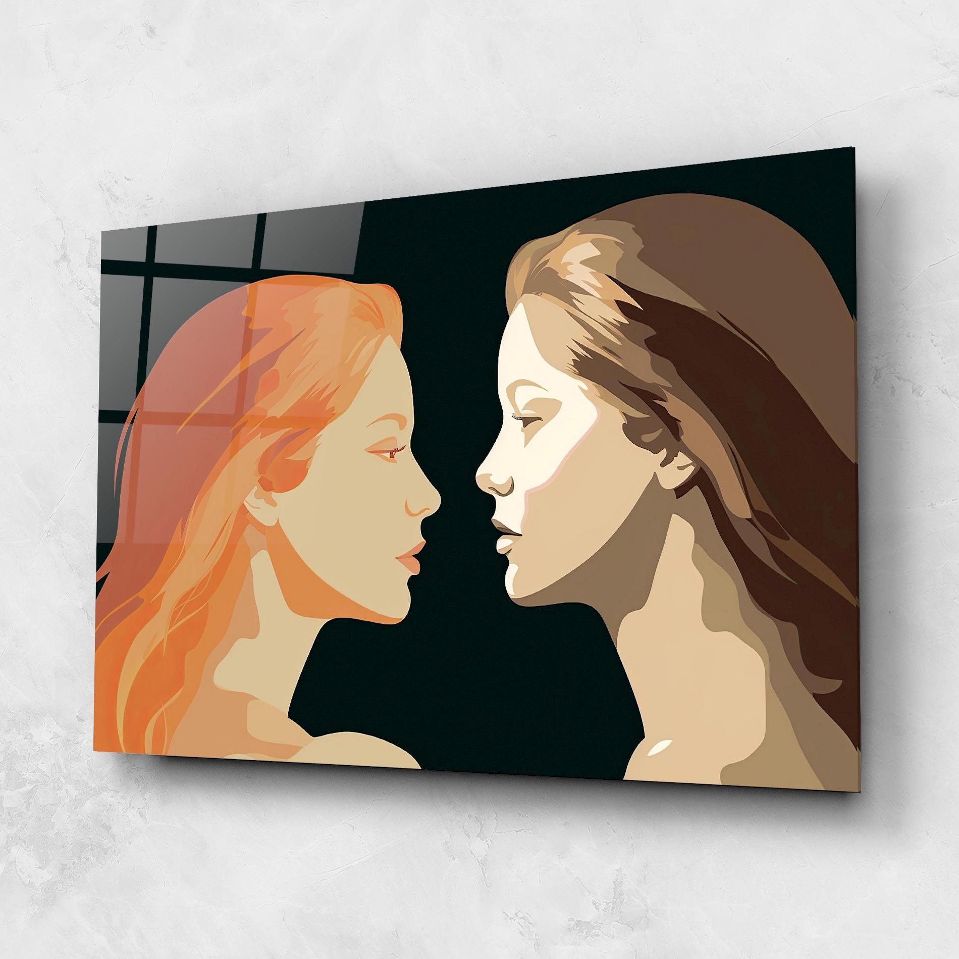 Glasbild Orange Pop Girl mockup 1