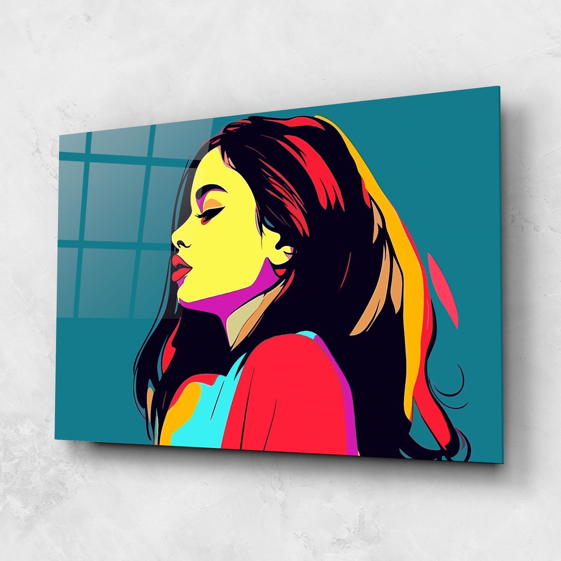 Glasbild Pop Art Woman mockup 1