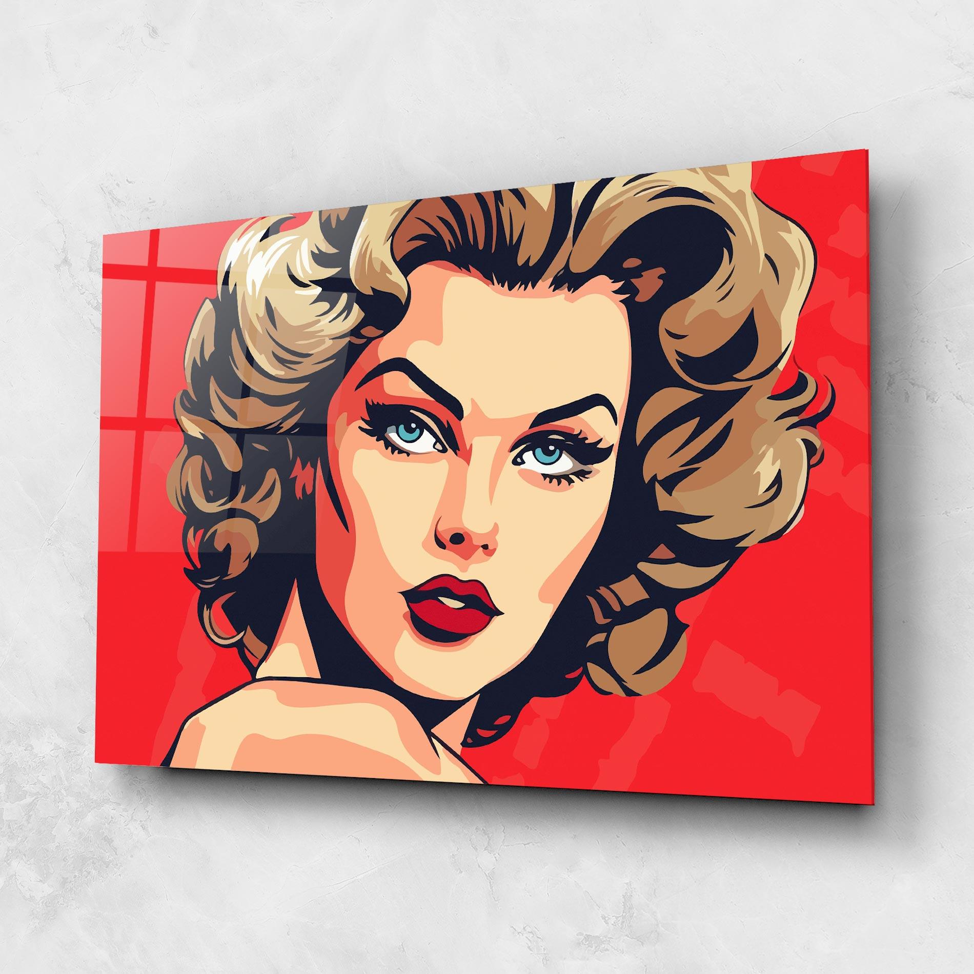 Glasbild Pop Beautiful Lady mockup 1