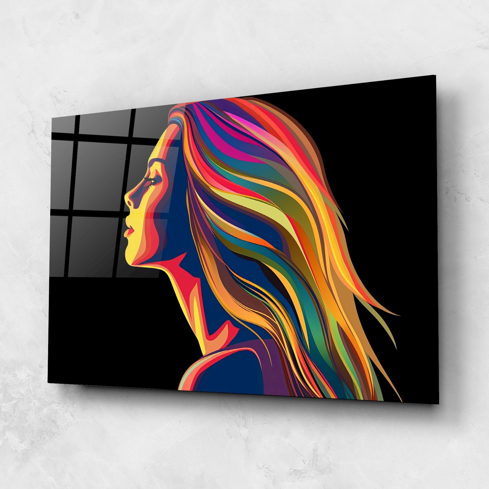 Glasbild Pop Colored Girl mockup 1
