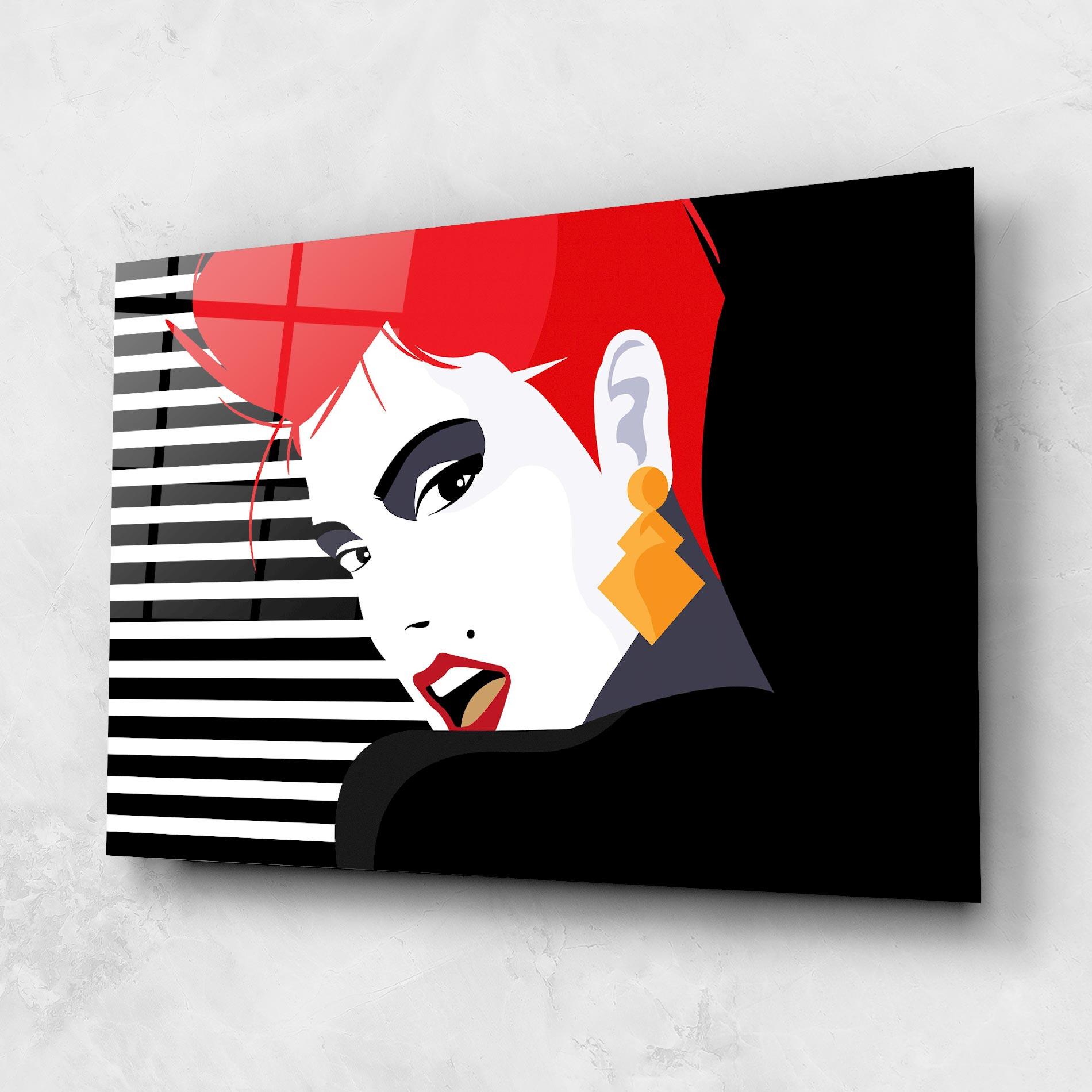 Glasbild Red Pop Hair mockup 1