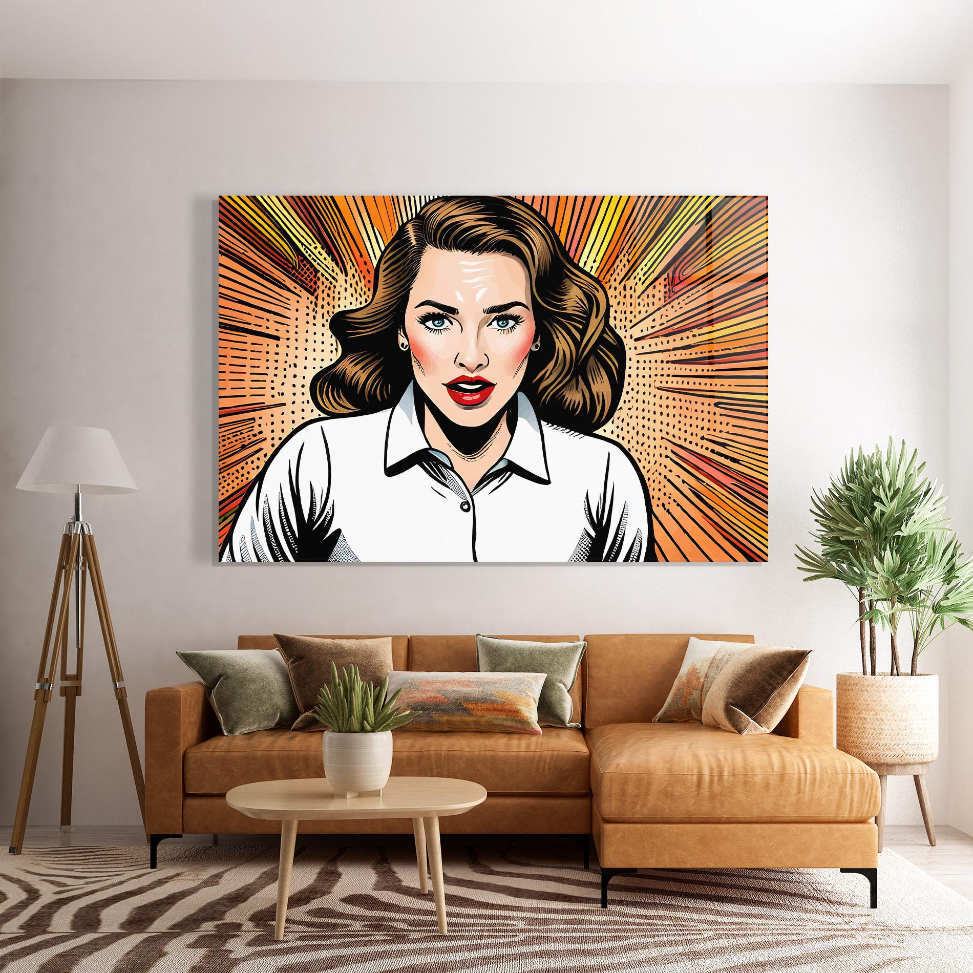 Glasbild Blue Eye Pop Art mockup 7