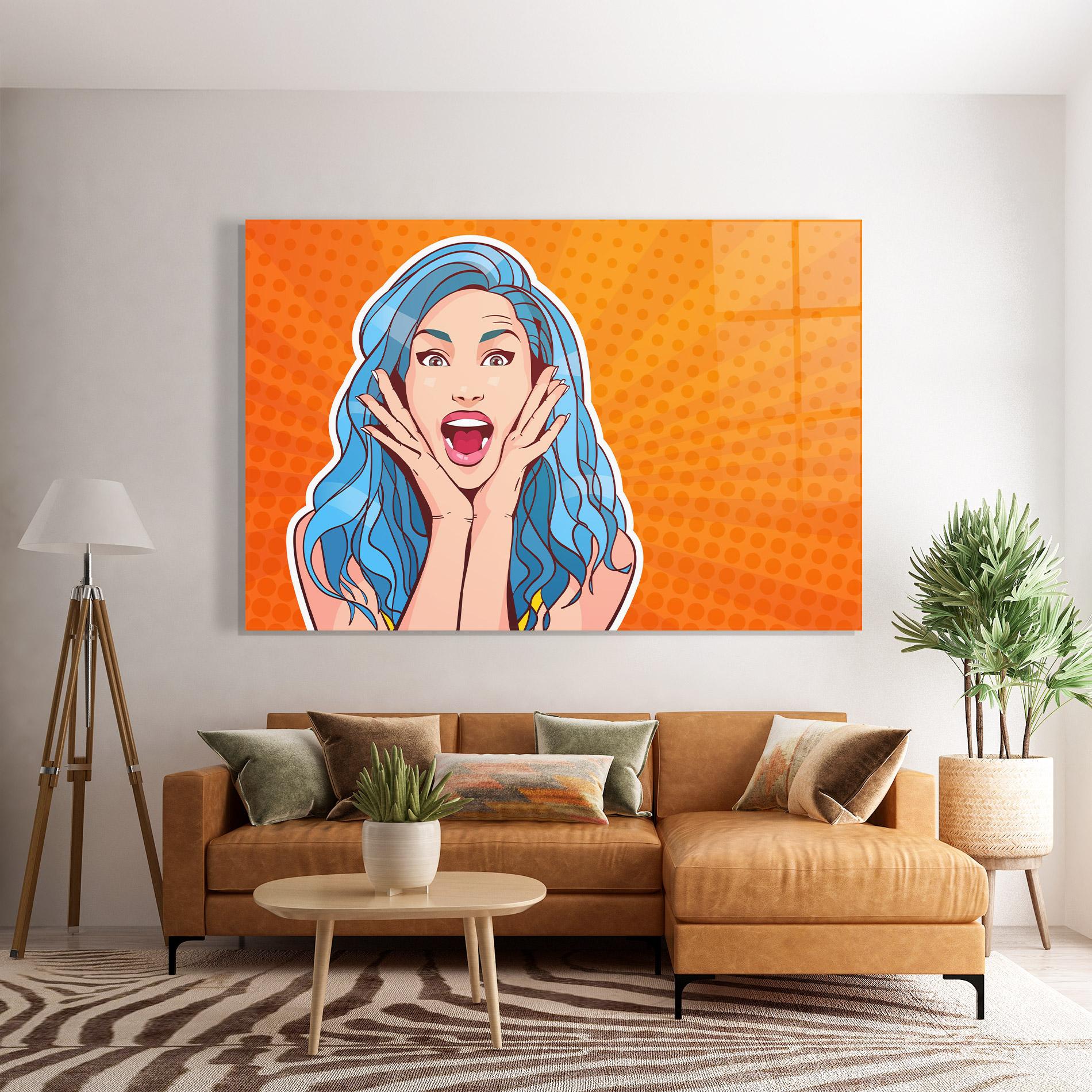Glasbild Blue Hair Surprised mockup 7