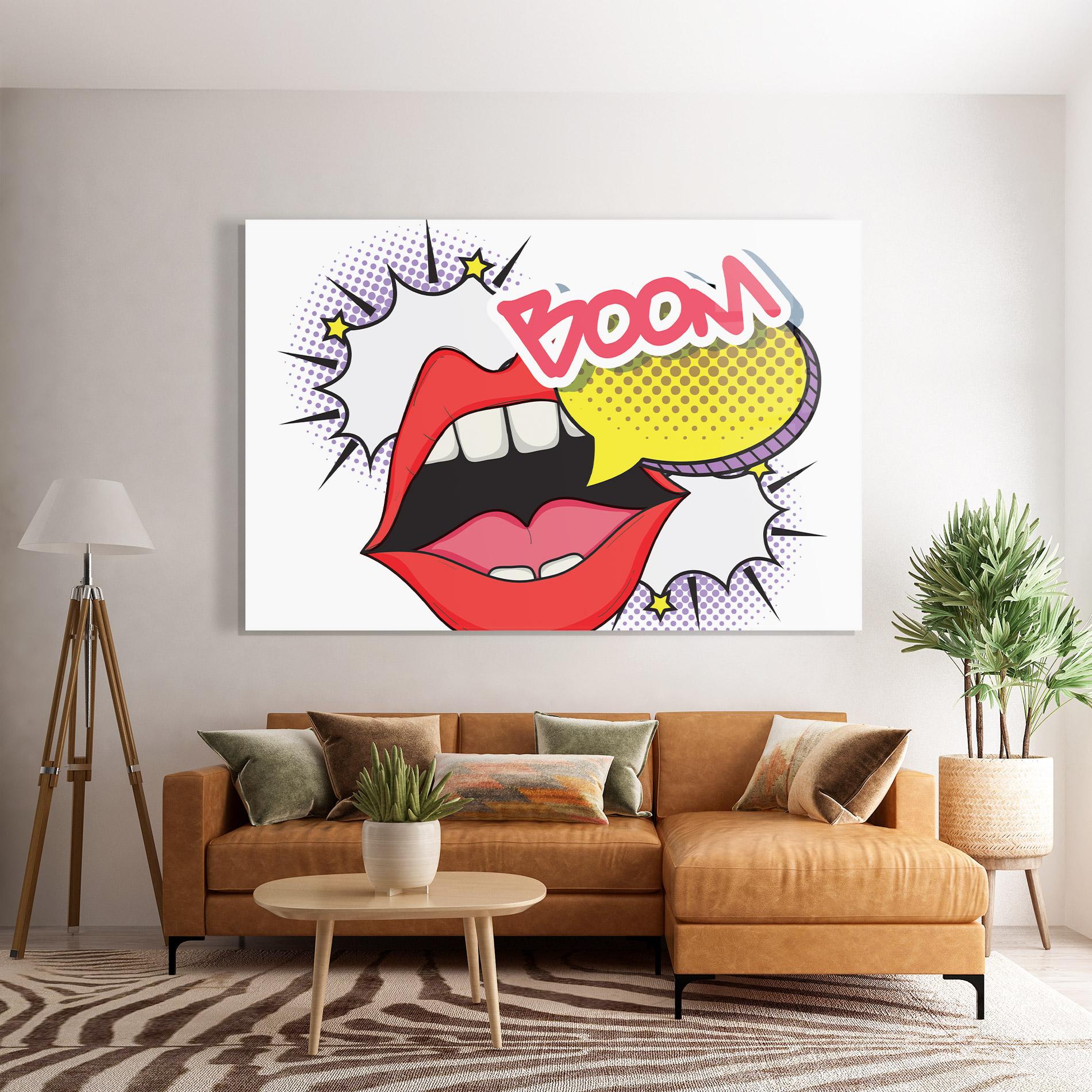Glasbild Boom Pop Art mockup 7