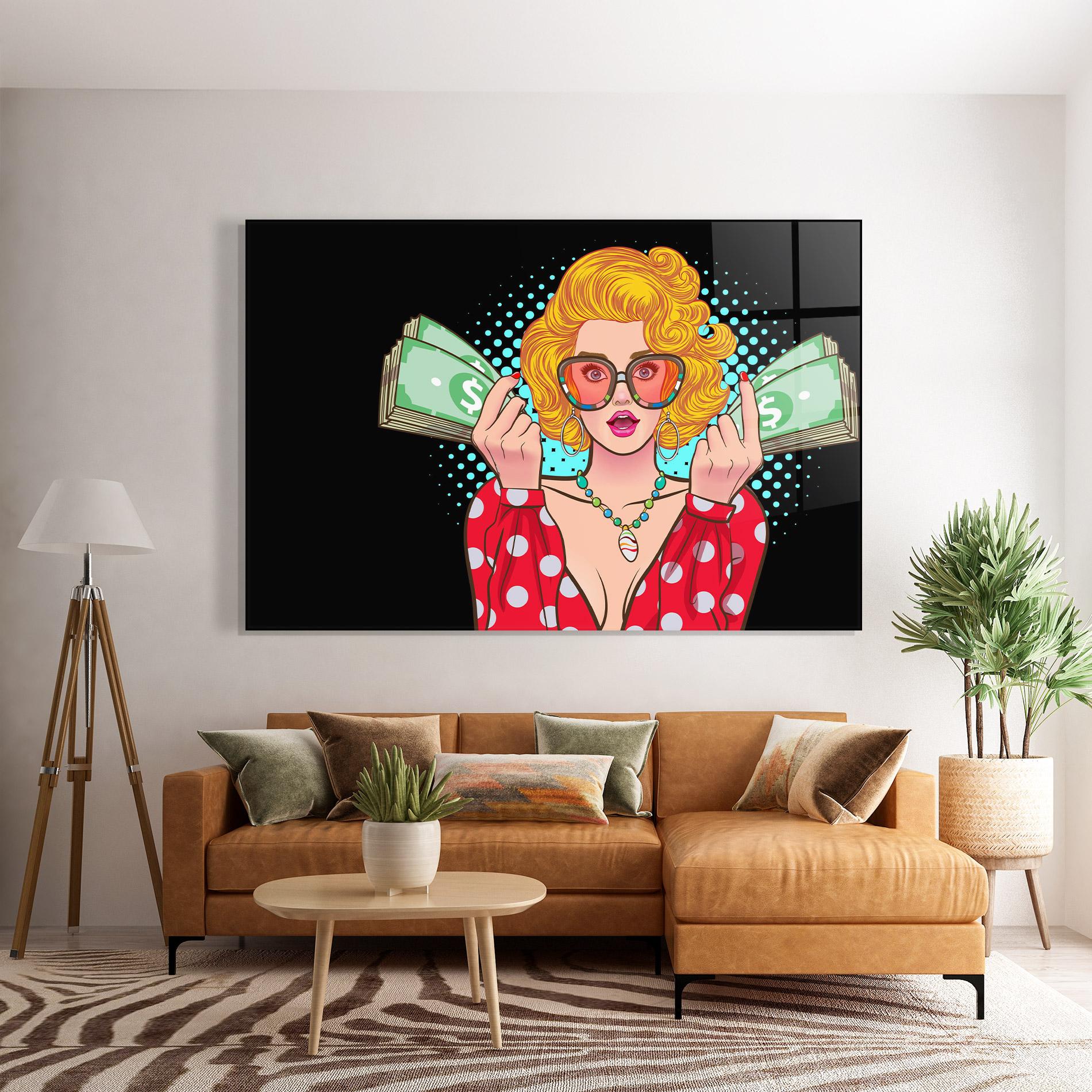 Glasbild Glasses Look Money mockup 7